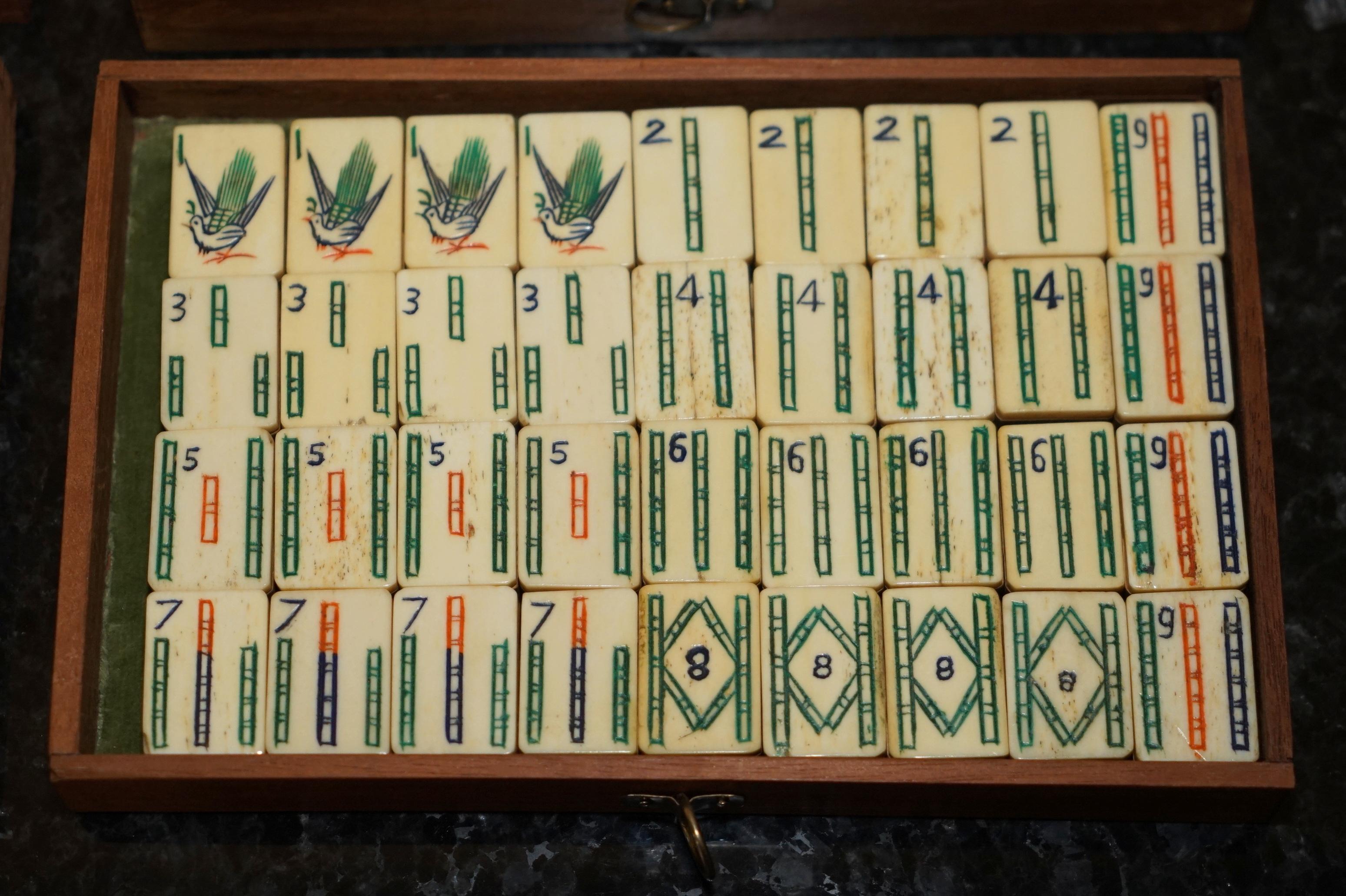 Fait main EXQUISITE ANTIQUITÉE COMPLETE FOUR PERSON MAHJONG SUITE CIRCA 1900's CHINESE EXPORT