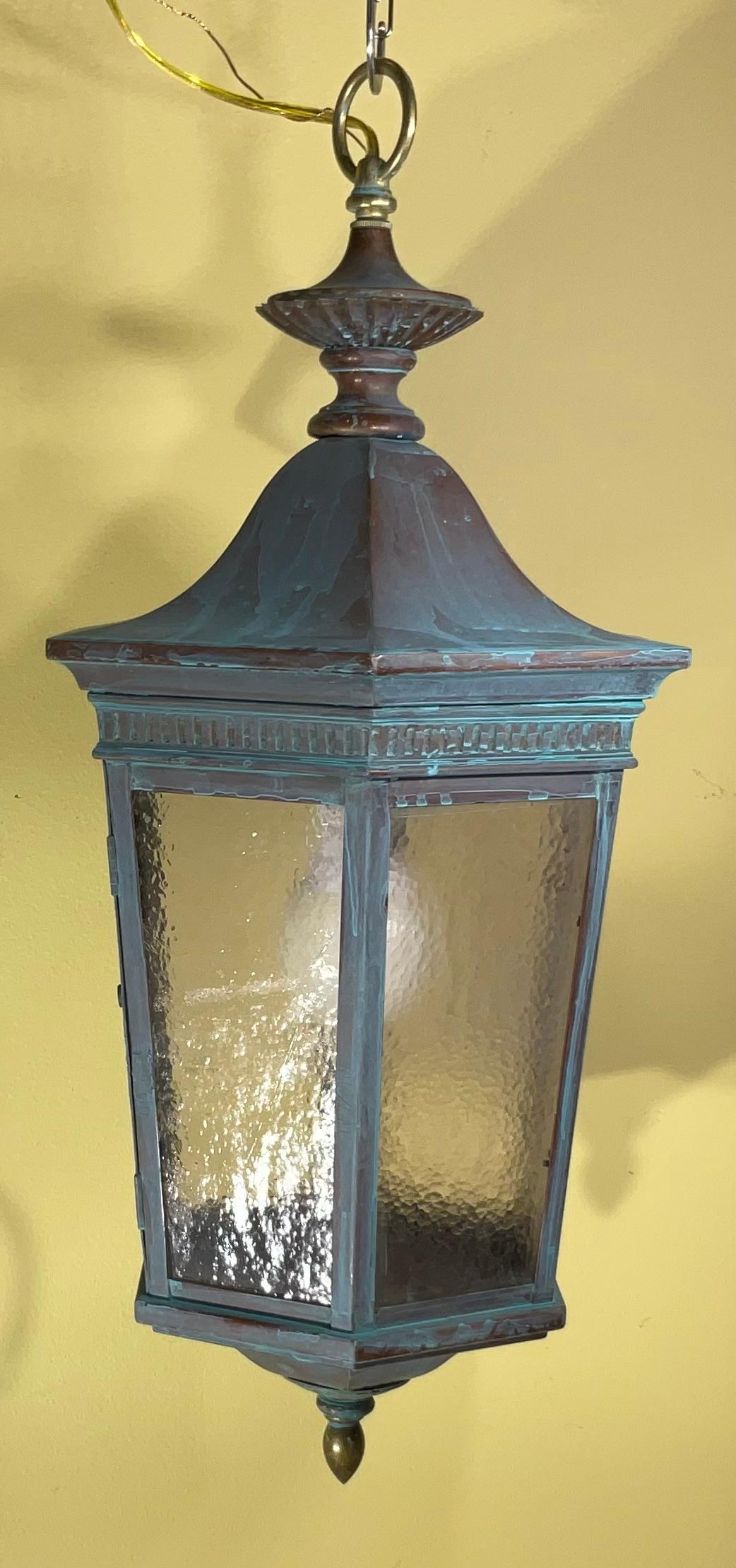 Exquisite Antique Copper Hanging Lantern - Unique Hand-Converted Masterpiece For Sale 5