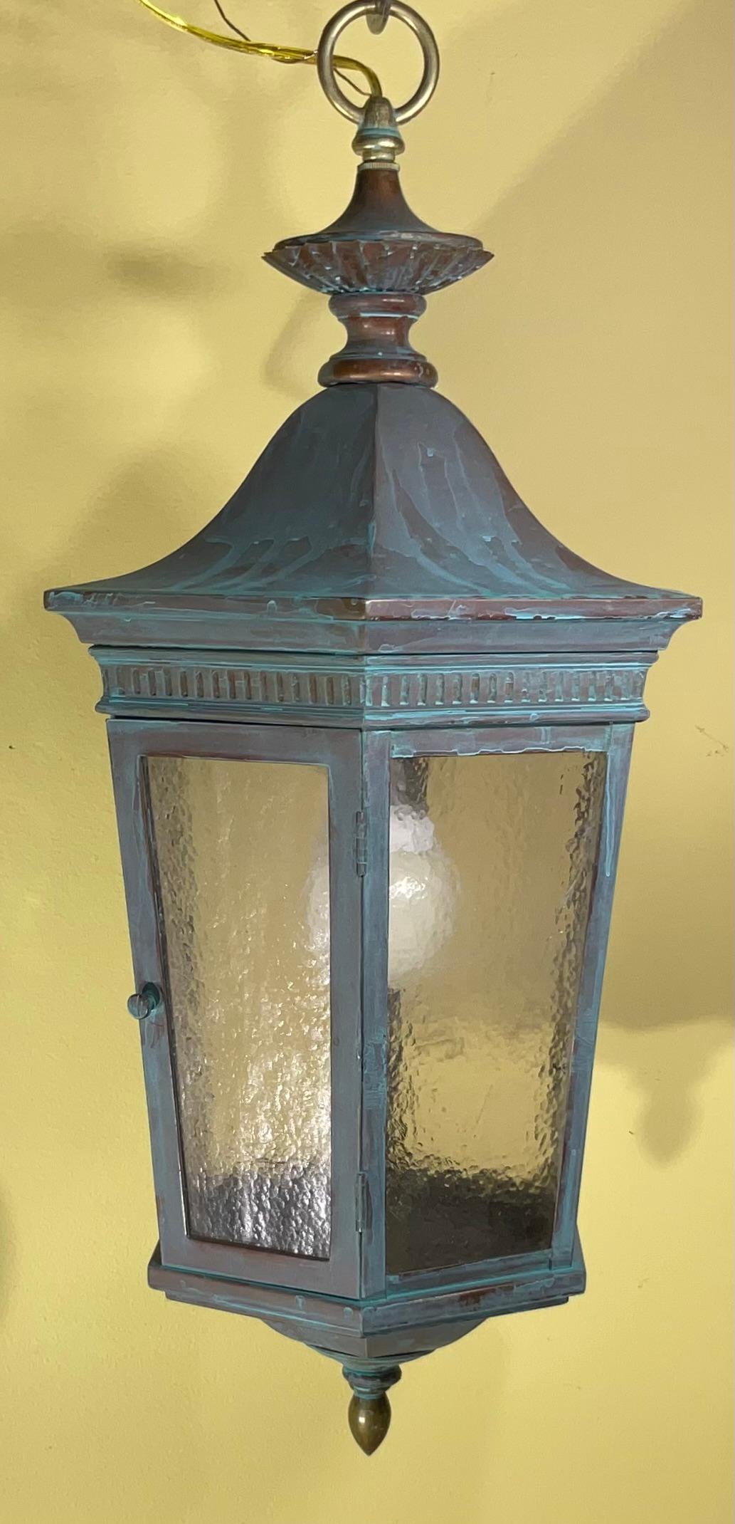 Exquisite Antique Copper Hanging Lantern - Unique Hand-Converted Masterpiece For Sale 7