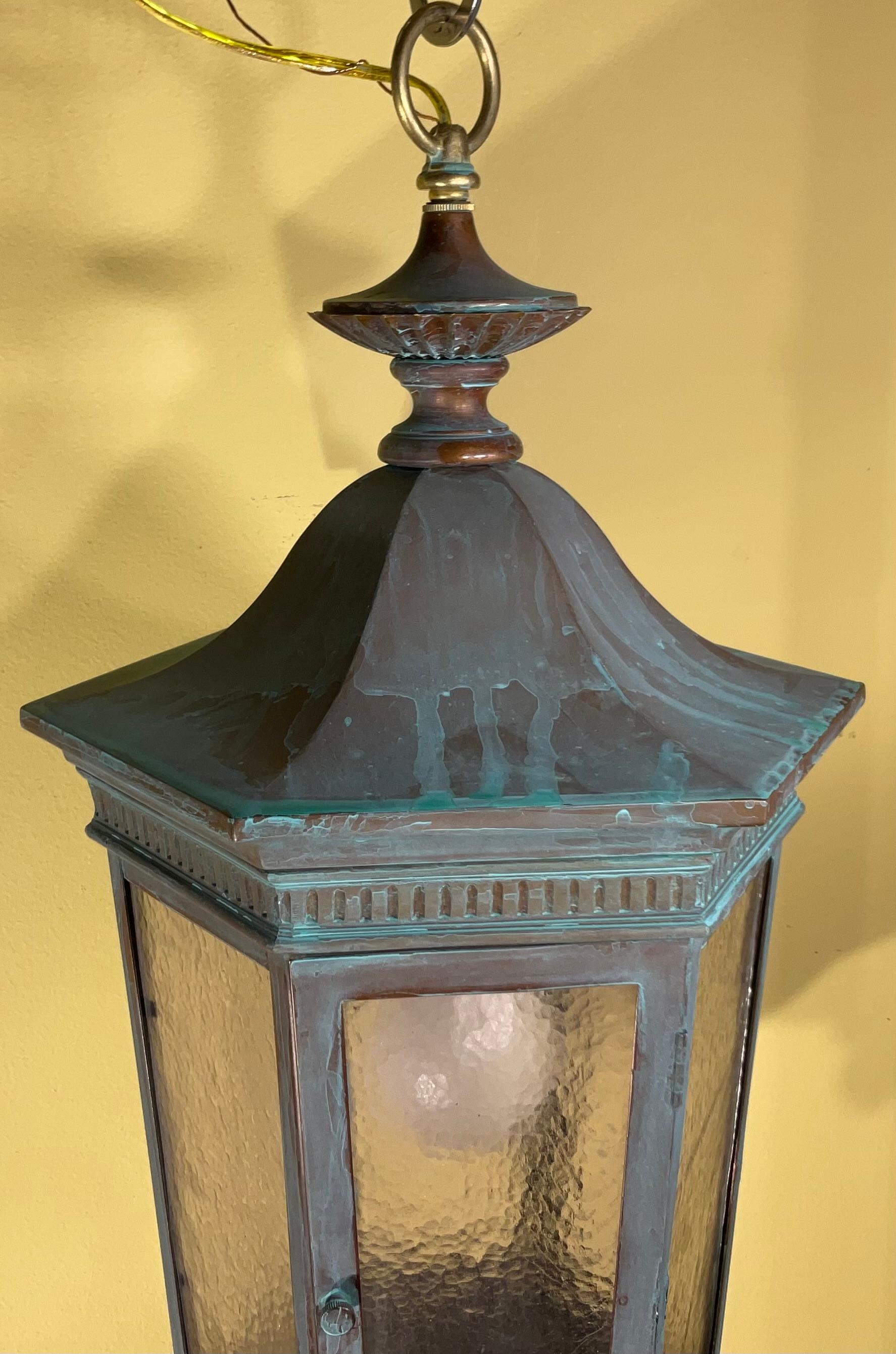 Exquisite Antique Copper Hanging Lantern - Unique Hand-Converted Masterpiece For Sale 8