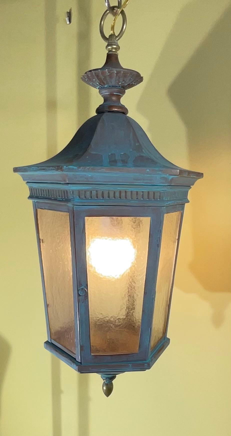 Exquisite Antique Copper Hanging Lantern - Unique Hand-Converted Masterpiece For Sale 9