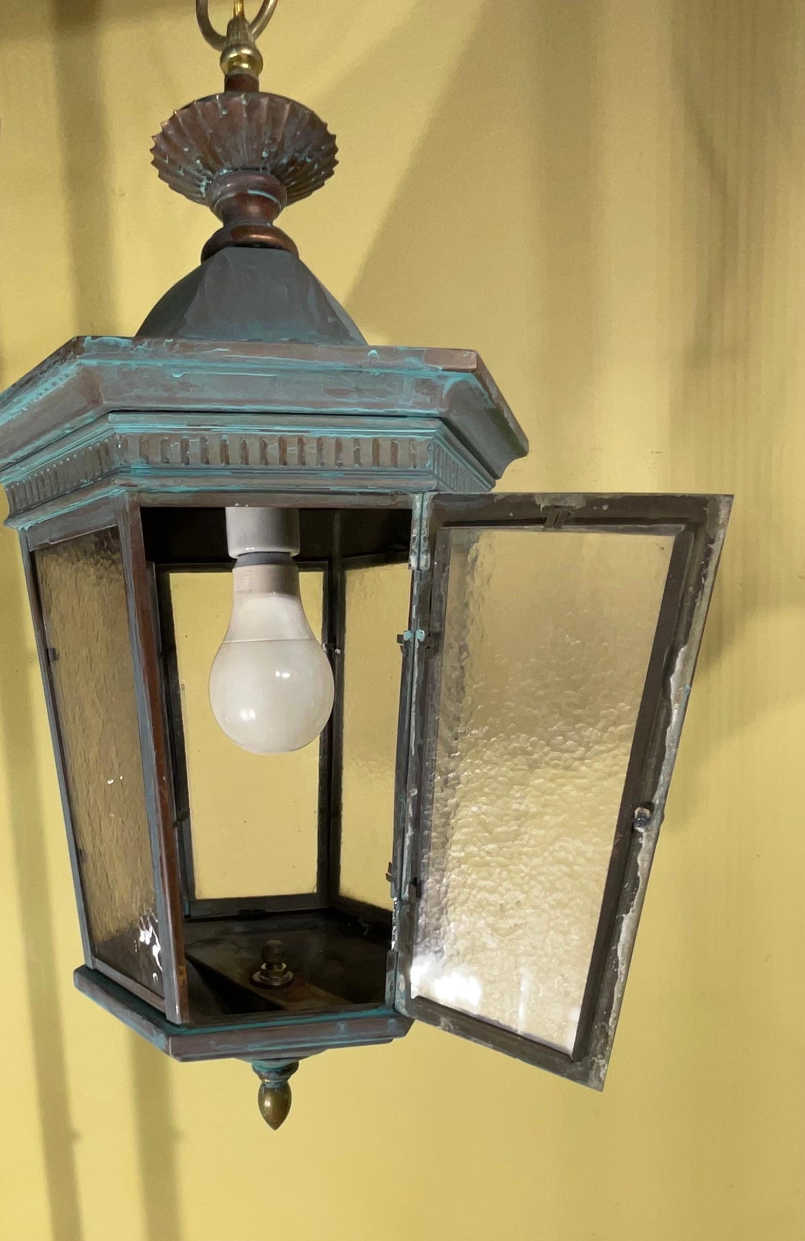 Italian Exquisite Antique Copper Hanging Lantern - Unique Hand-Converted Masterpiece For Sale