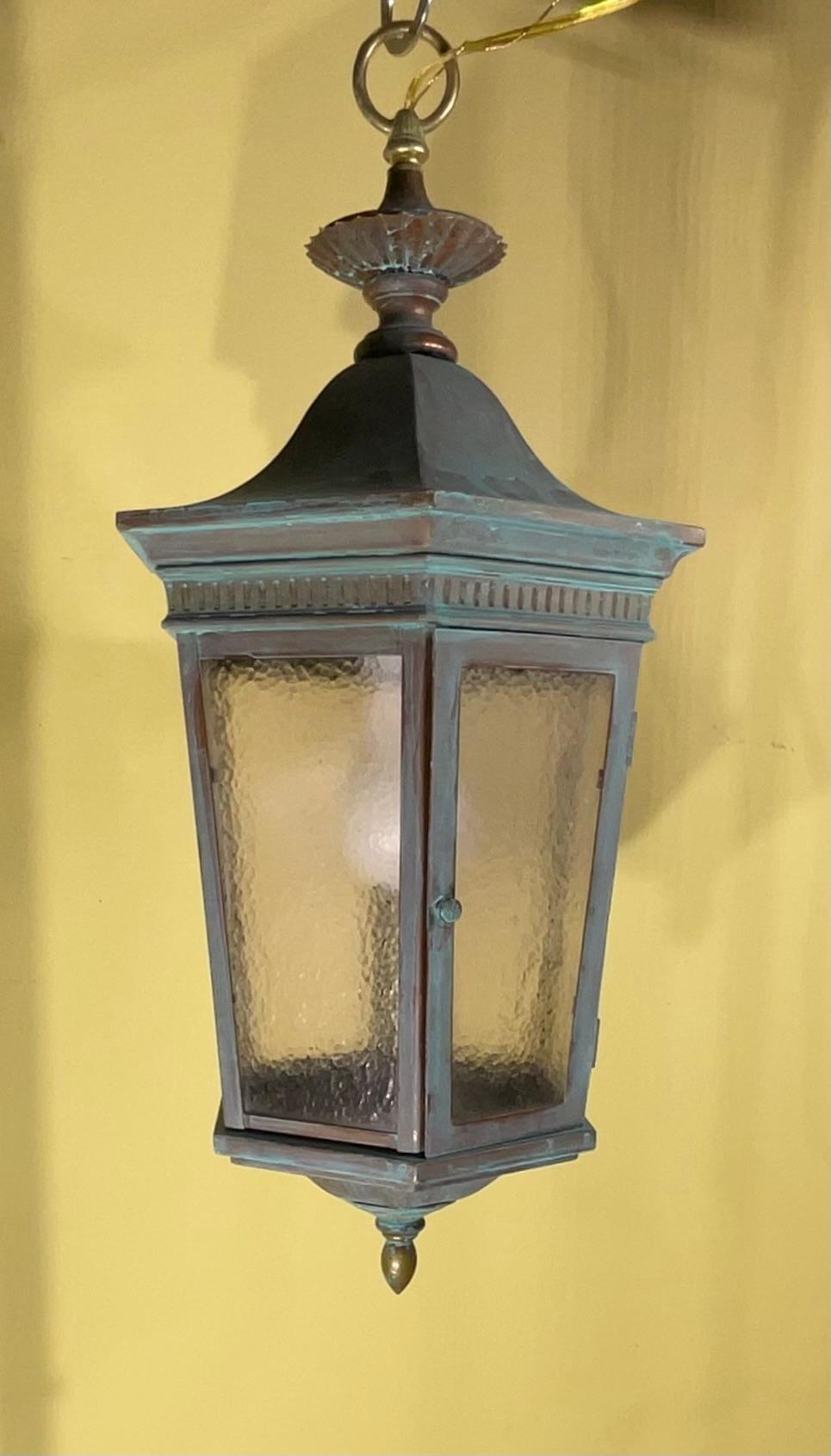 Hand-Crafted Exquisite Antique Copper Hanging Lantern - Unique Hand-Converted Masterpiece For Sale