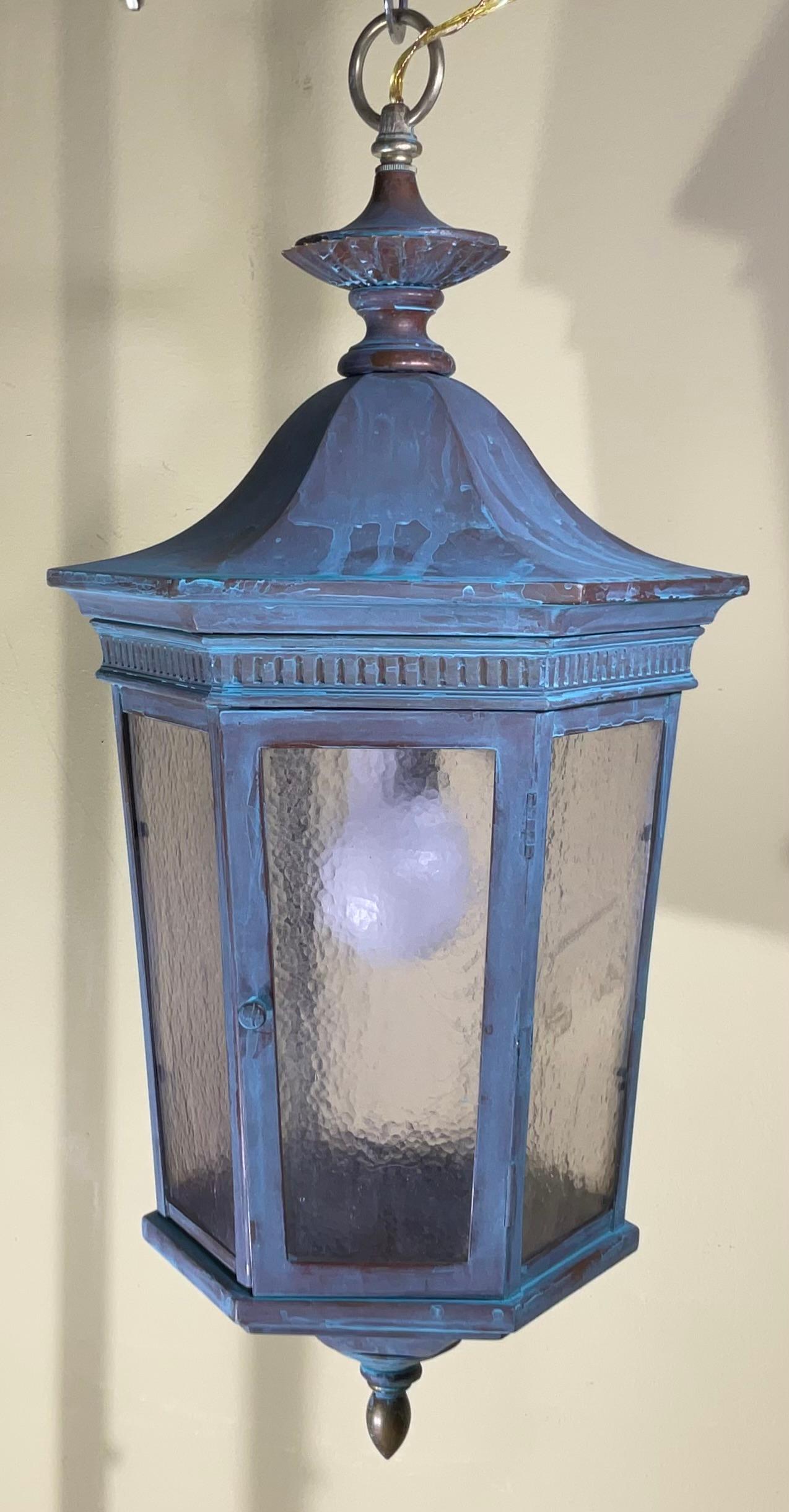 Early 20th Century Exquisite Antique Copper Hanging Lantern - Unique Hand-Converted Masterpiece For Sale