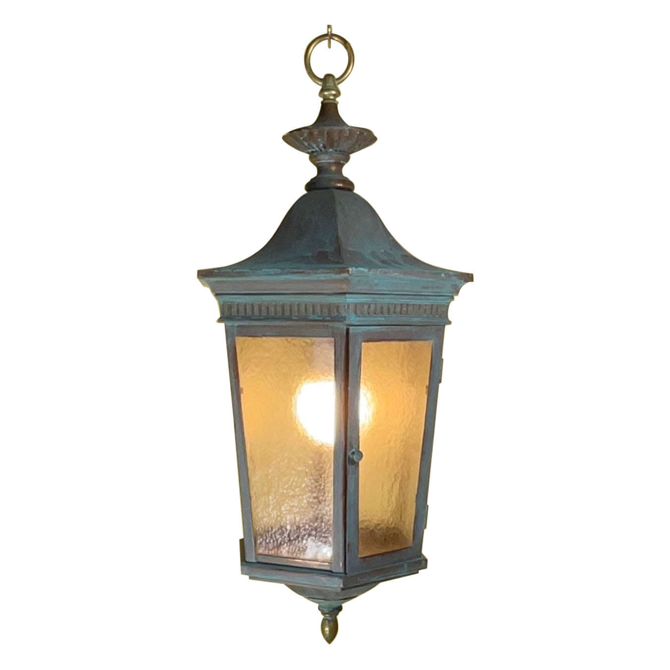 Lanterne suspendue exquise en cuivre antique - Chef-d'œuvre unique converti à la main