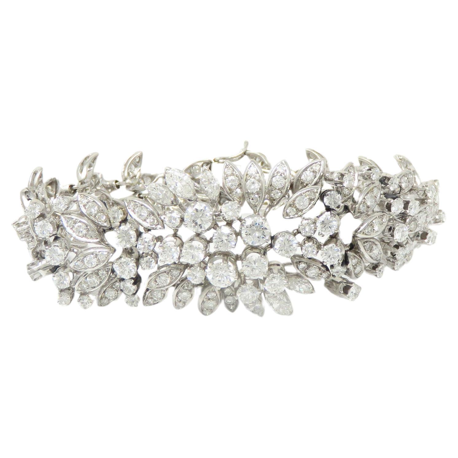 Exquisite Antique Diamond Bracelet – 26mm Wide, 6.75 Inches Long For Sale