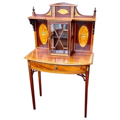 Exquisite antike englische Intarsien-Mahagoni mit Intarsien. Adam-Stil Bonheur du Jour