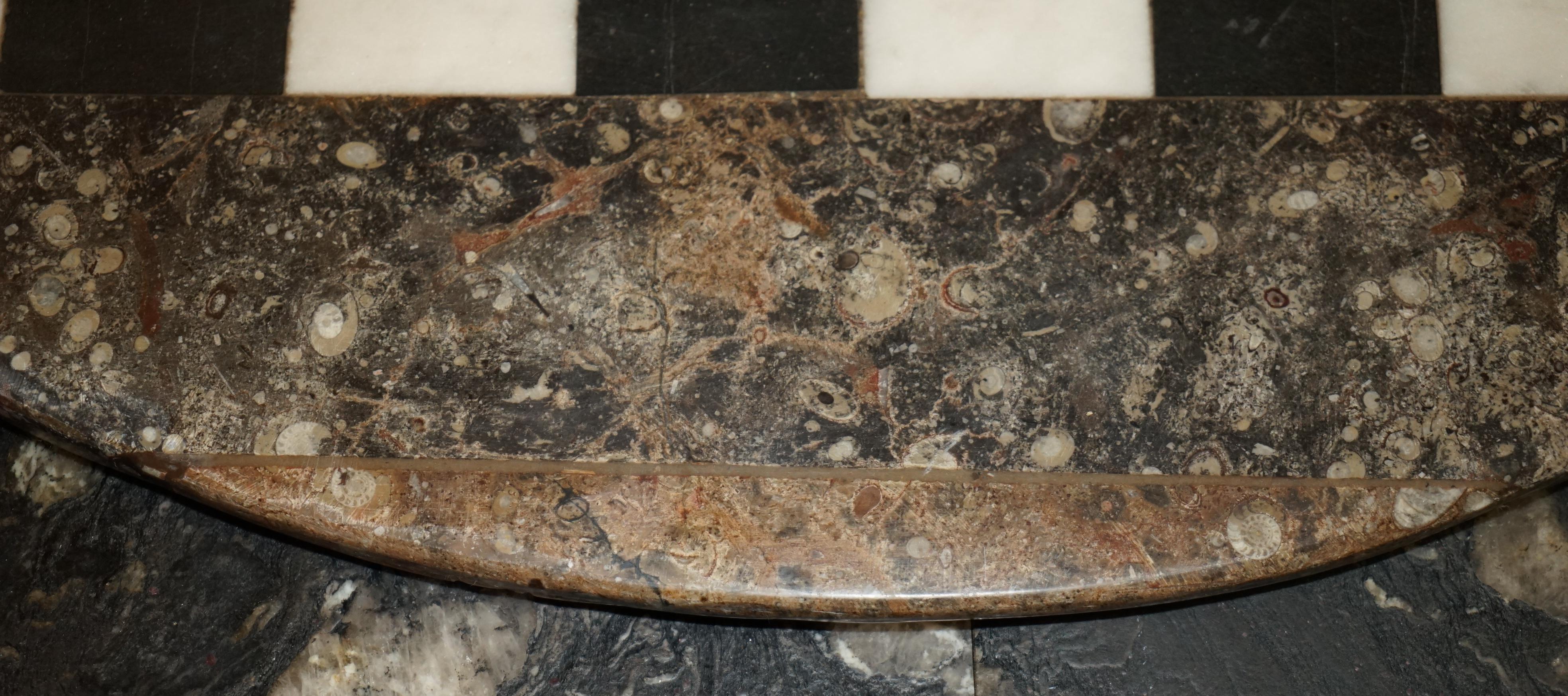 EXQUISITE ANTiQUE EXTRA LARGE FOSSIL TOP CHESSBOARD TABLE TOP IN MARBLE For Sale 4