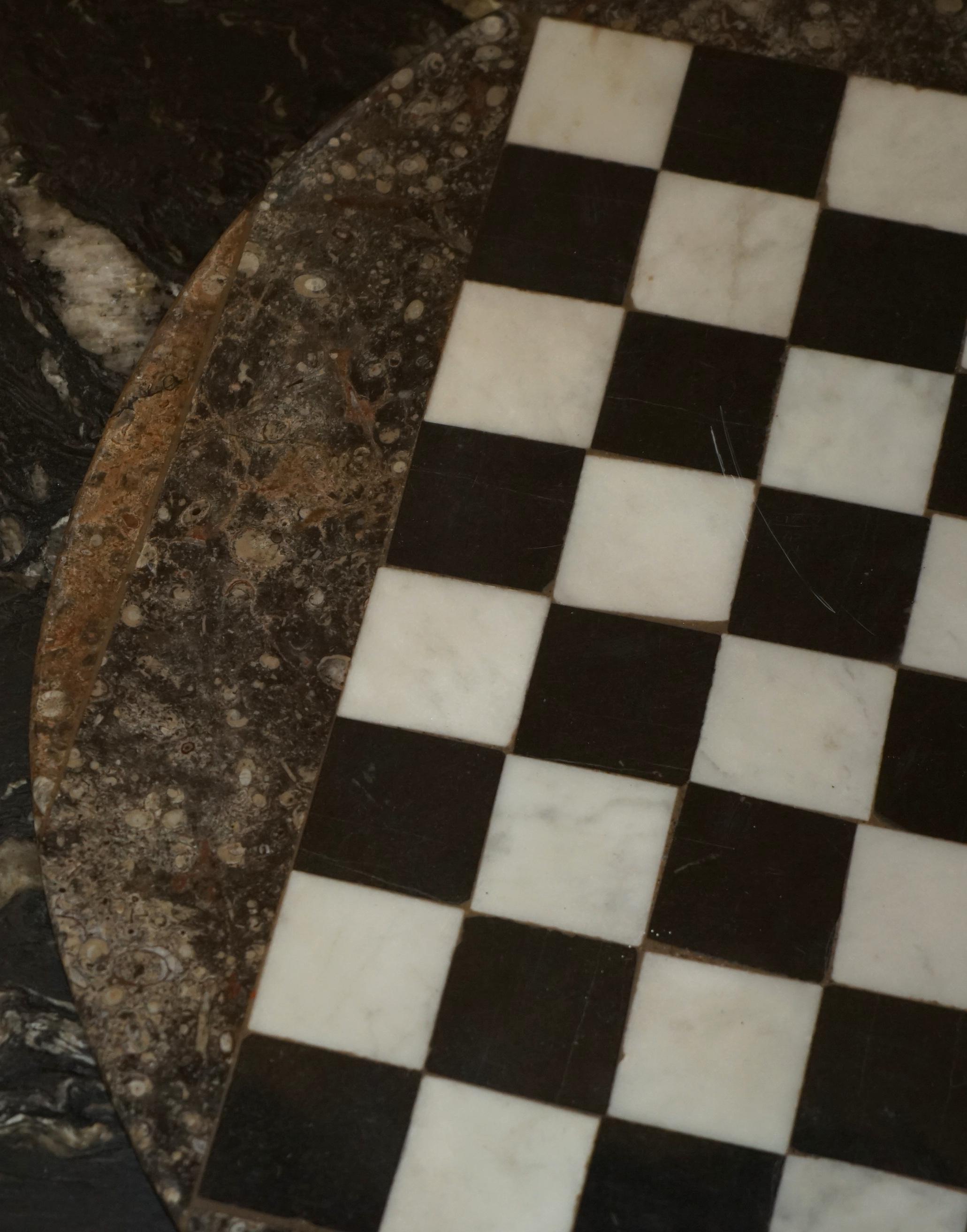 Aesthetic Movement EXQUISITE ANTiQUE EXTRA LARGE FOSSIL TOP CHESSBOARD TABLE TOP IN MARBLE For Sale