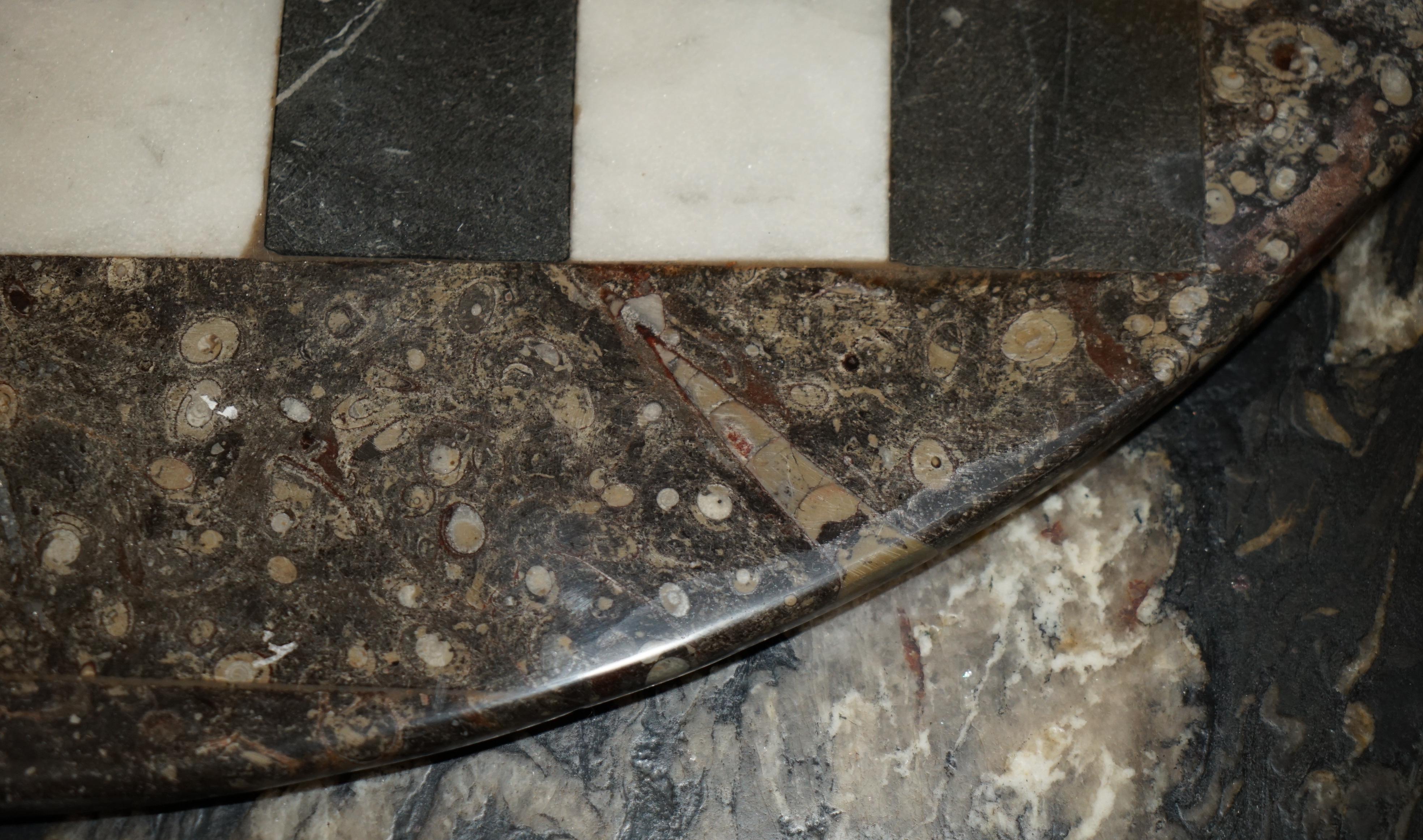 20th Century EXQUISITE ANTiQUE EXTRA LARGE FOSSIL TOP CHESSBOARD TABLE TOP IN MARBLE For Sale