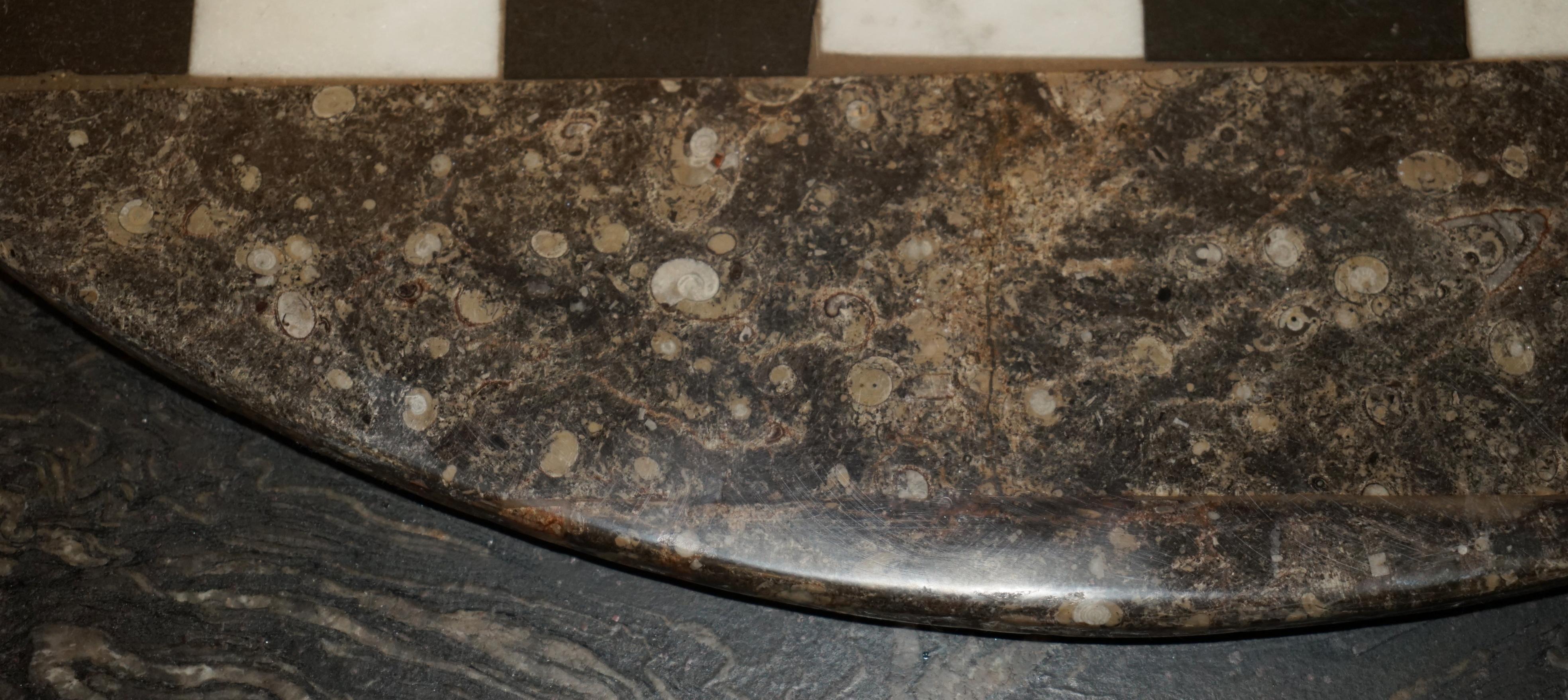 EXQUISITE ANTiQUE EXTRA LARGE FOSSIL TOP CHESSBOARD TABLE TOP IN MARBLE For Sale 2