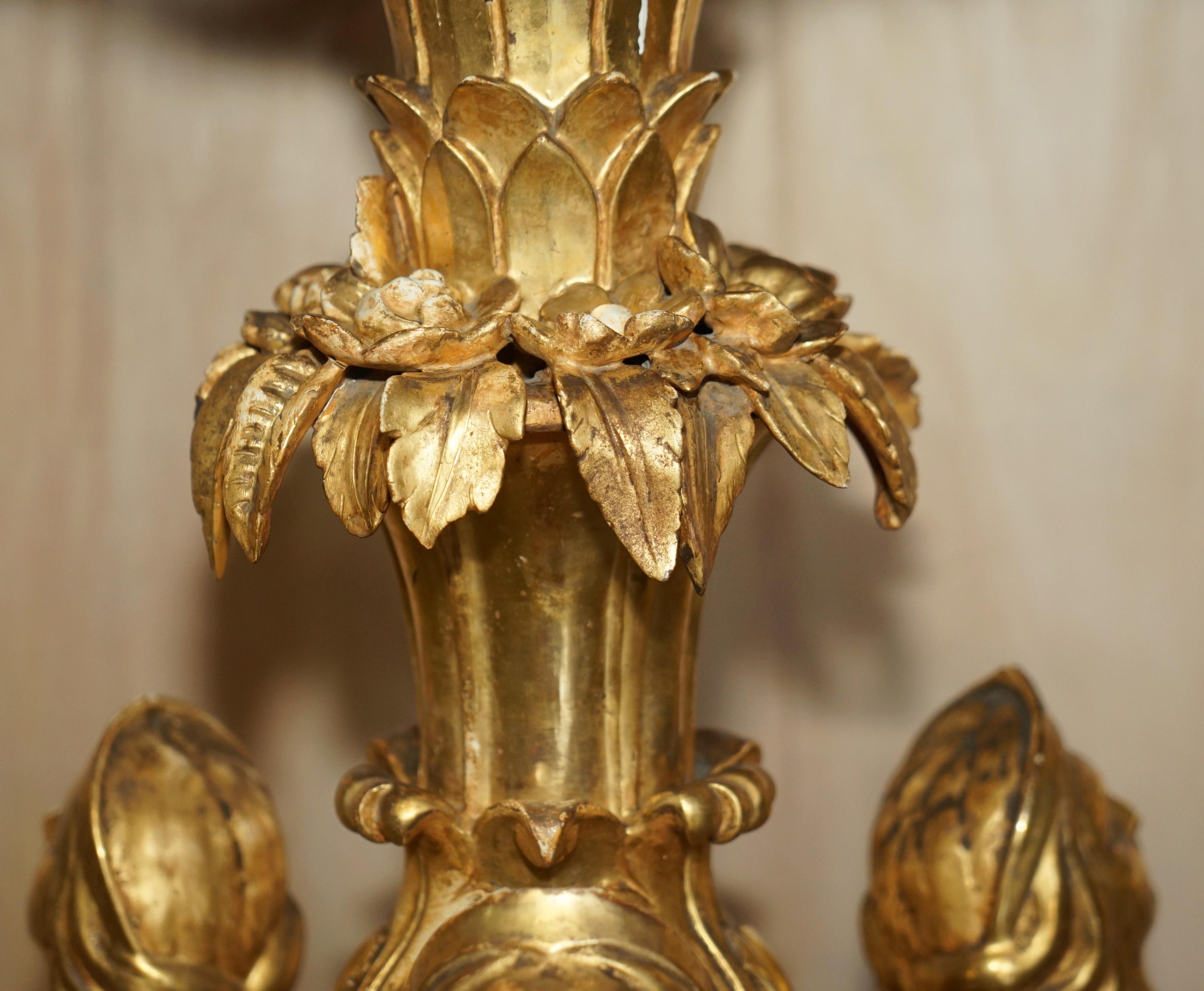 Mid-19th Century Exquisite Antique French Gold Giltwood Italian Marble Herm Carved Centre Table For Sale