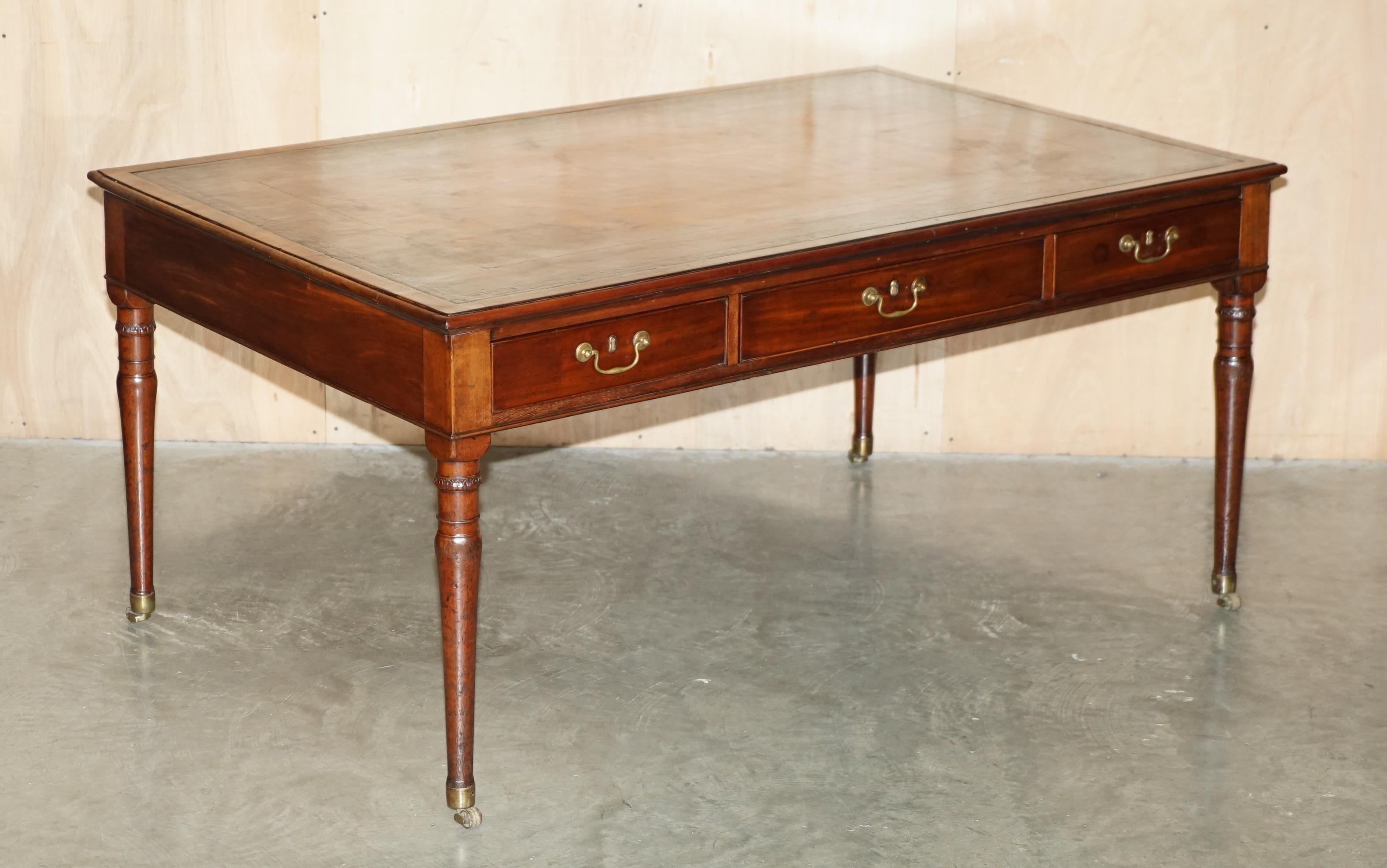 Royal House Antiques

Royal House Antiques is delighted to offer for sale this absolutely exquisite fully restored Georgian Irish circa 1780 double sided writing table desk with hand dyed brown leather top and ornately carved legs 

Please note the