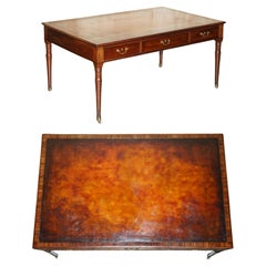 EXQUISITE Used GEORGIAN IRISH 1780 RESTORED BROWN LEATHER WRITING TABLE DESK