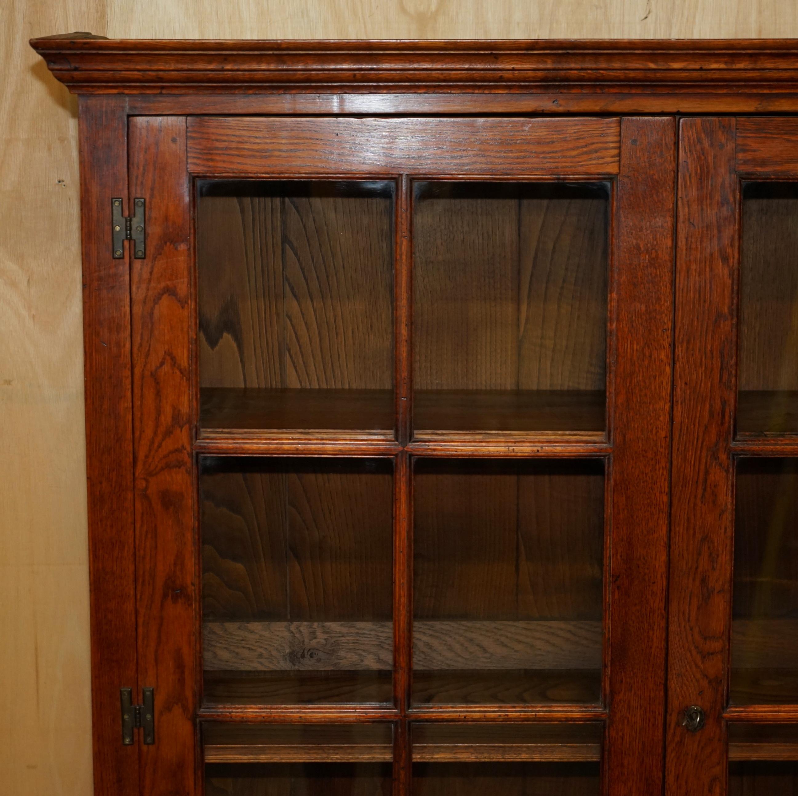 Glass EXQUISITE ANTiQUE GEORGIAN PANELLED ELM & OAK WELSH DRESSER OR LIBRARY BOOKCASE