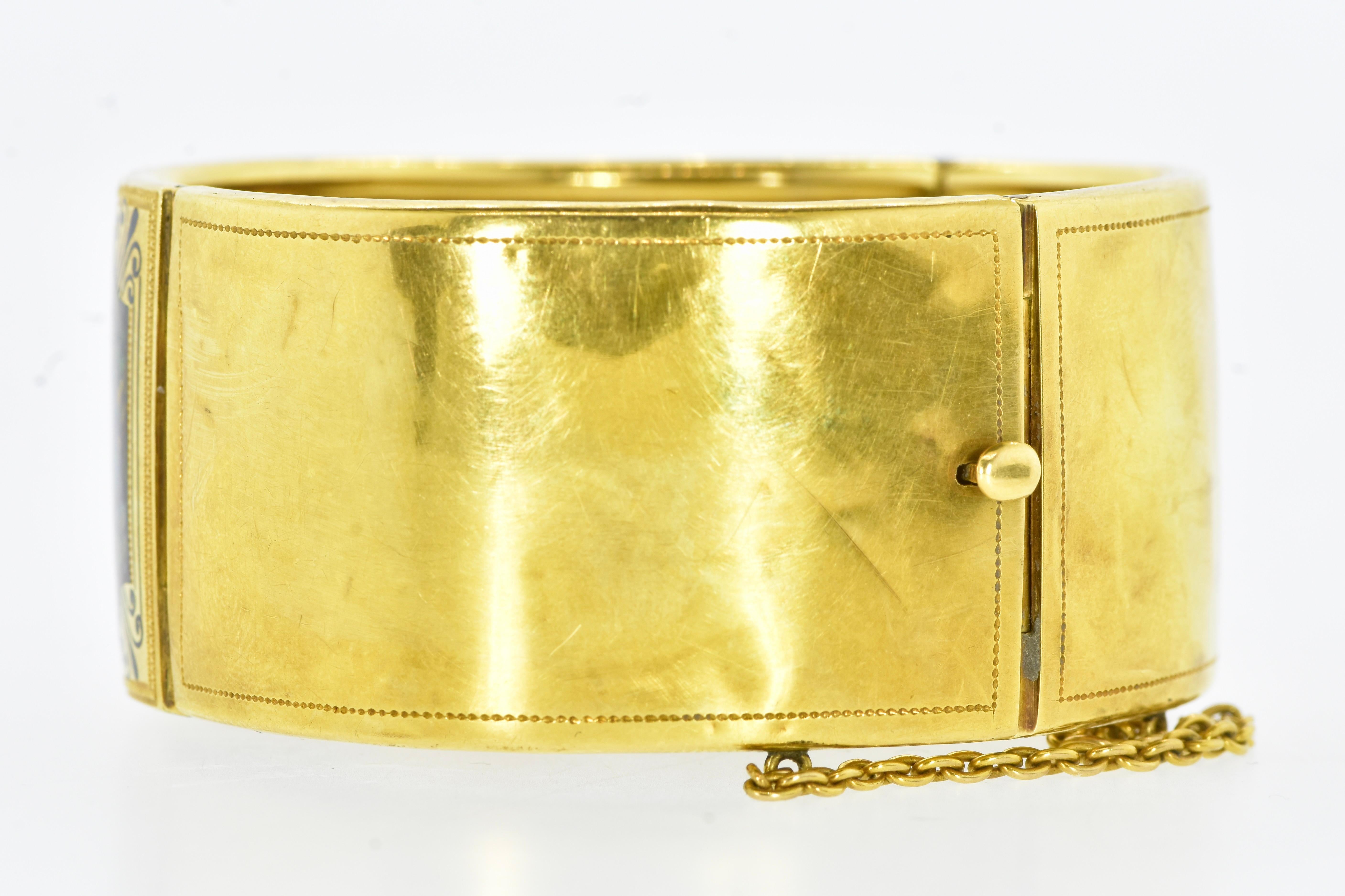 Antikes, handbemaltes und signiertes 18K-Armband aus Emaille, französisch, um 1850 8