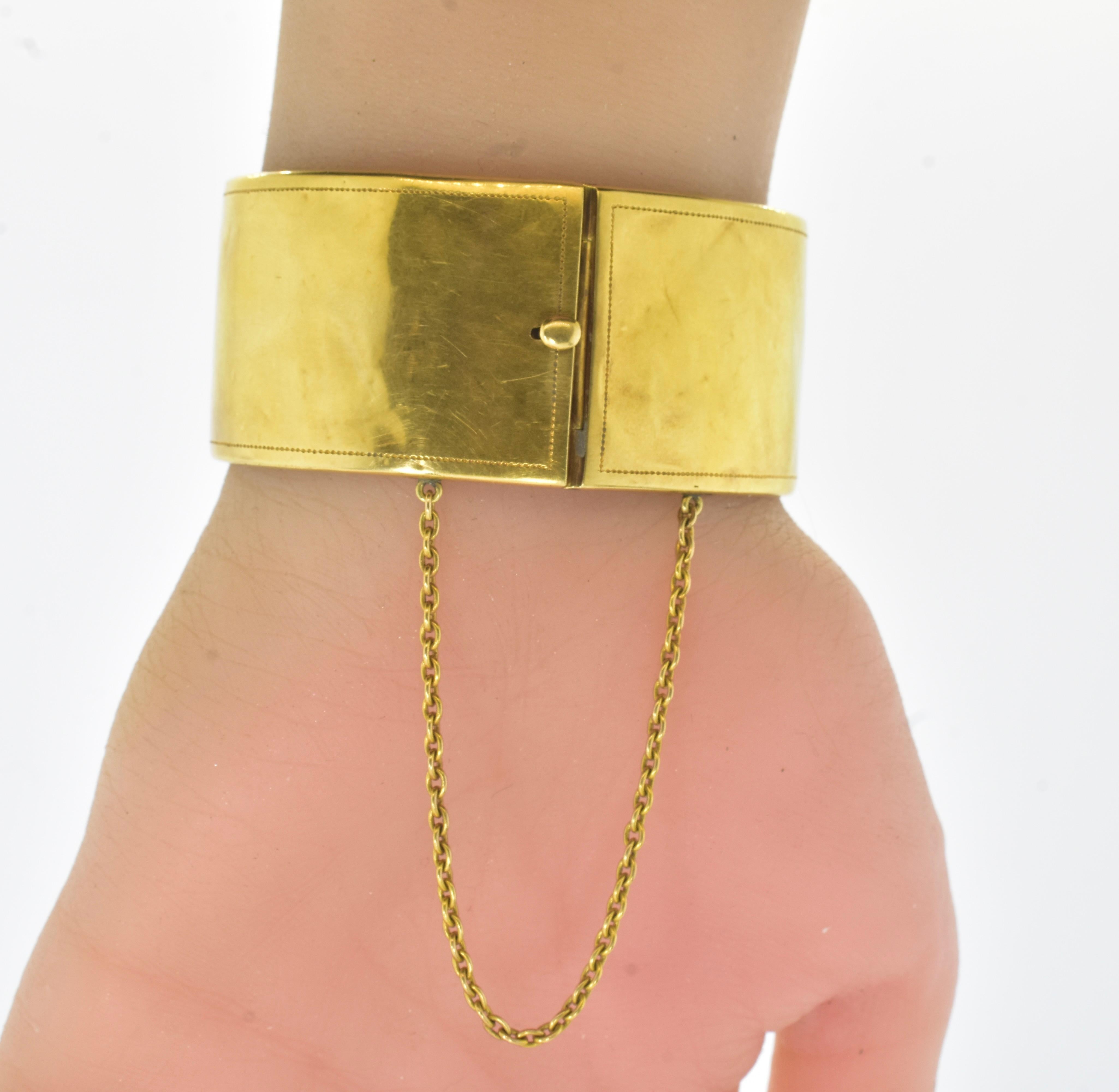 Antikes, handbemaltes und signiertes 18K-Armband aus Emaille, französisch, um 1850 2