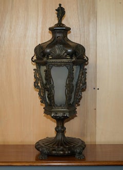 EXQUISITE ANTiQUE ITALIAN BRASS TABLE LAMP, RECOVERED FROM STREET LAMP POST