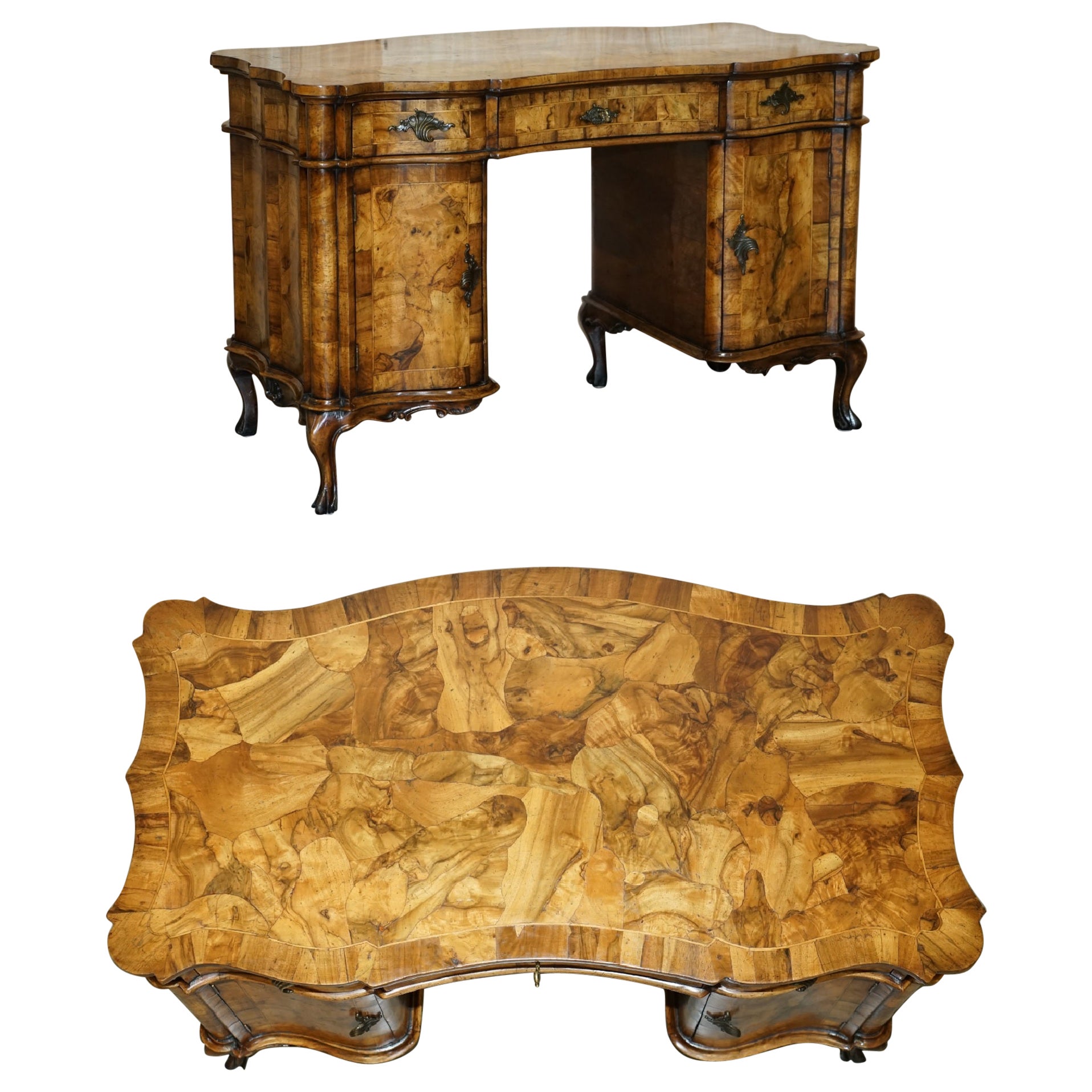 EXQUISITIVES ITALIENISCHES CIRCA 1860 SCHREIBTABEL AUS OLIVENHOLZ SUBLiME HOLZ im Angebot