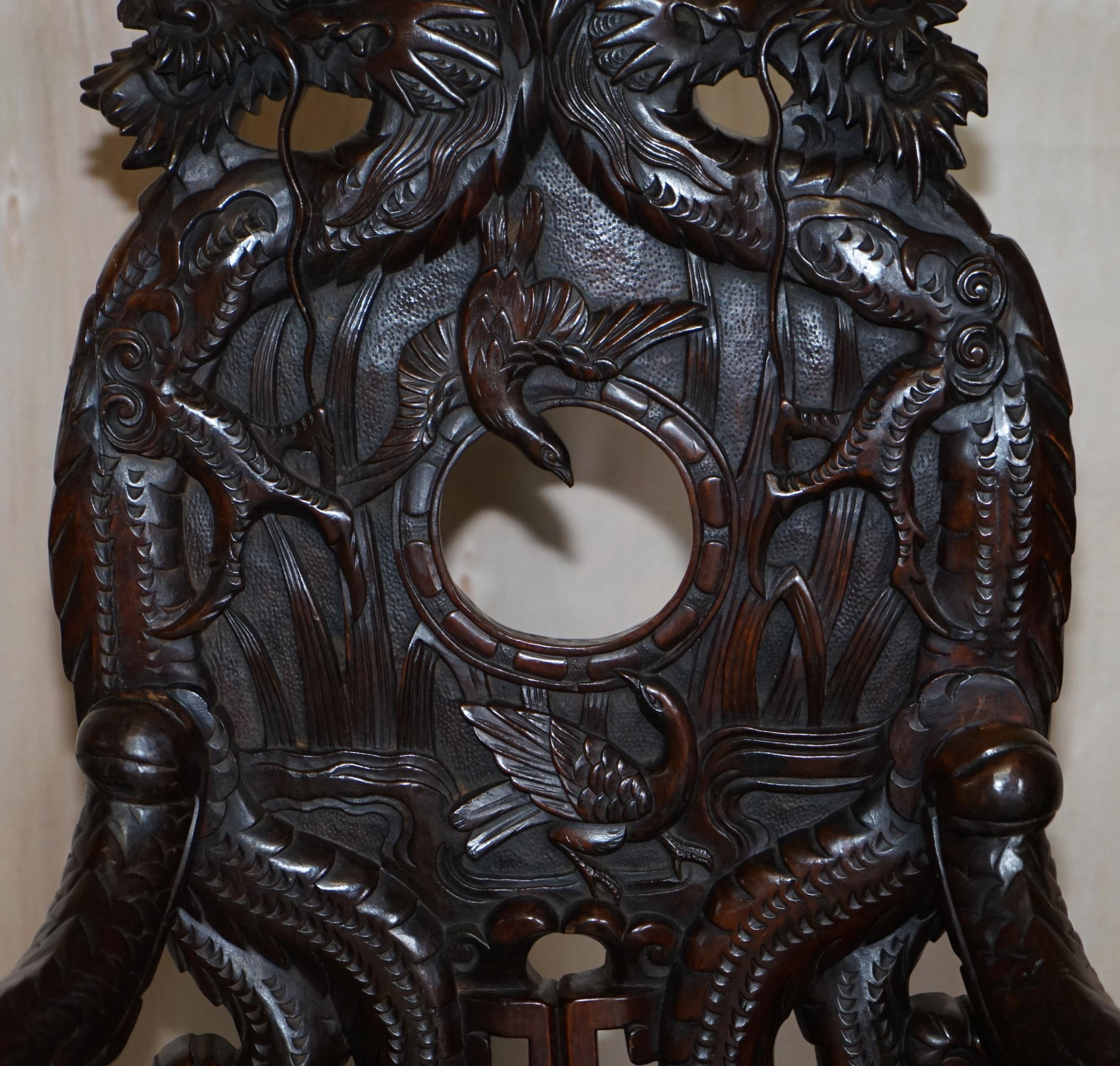 Japonais Antiquité japonaise 1880 Dynastie Qing exquise trône dragon sculpté