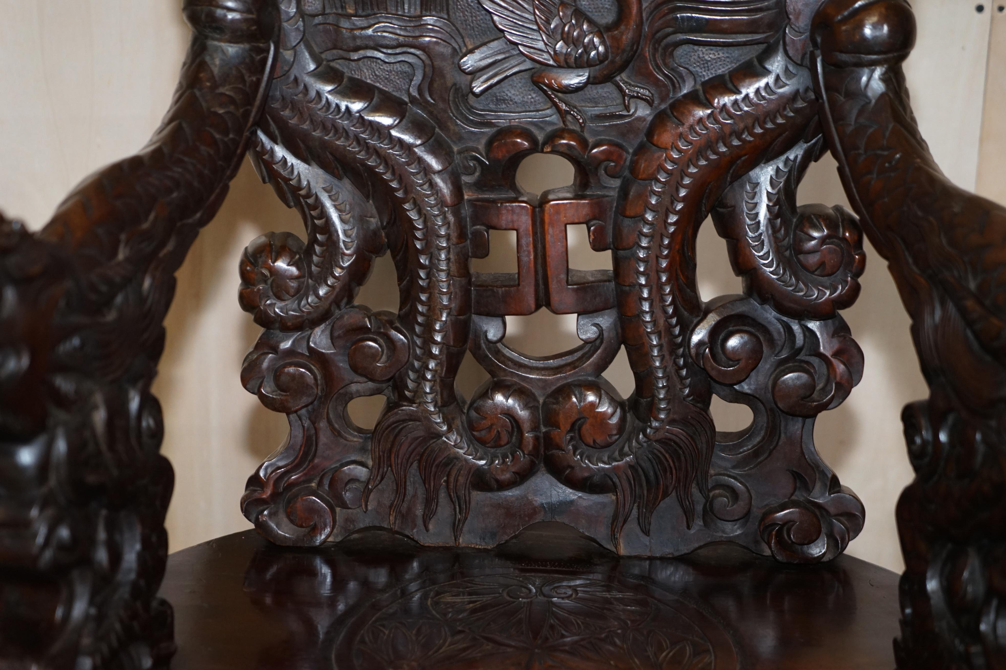 Fait main Antiquité japonaise 1880 Dynastie Qing exquise trône dragon sculpté