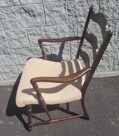 Exquisite Antique Mahogany Elongated Seat Upholstered Armchair, Circa 1920s