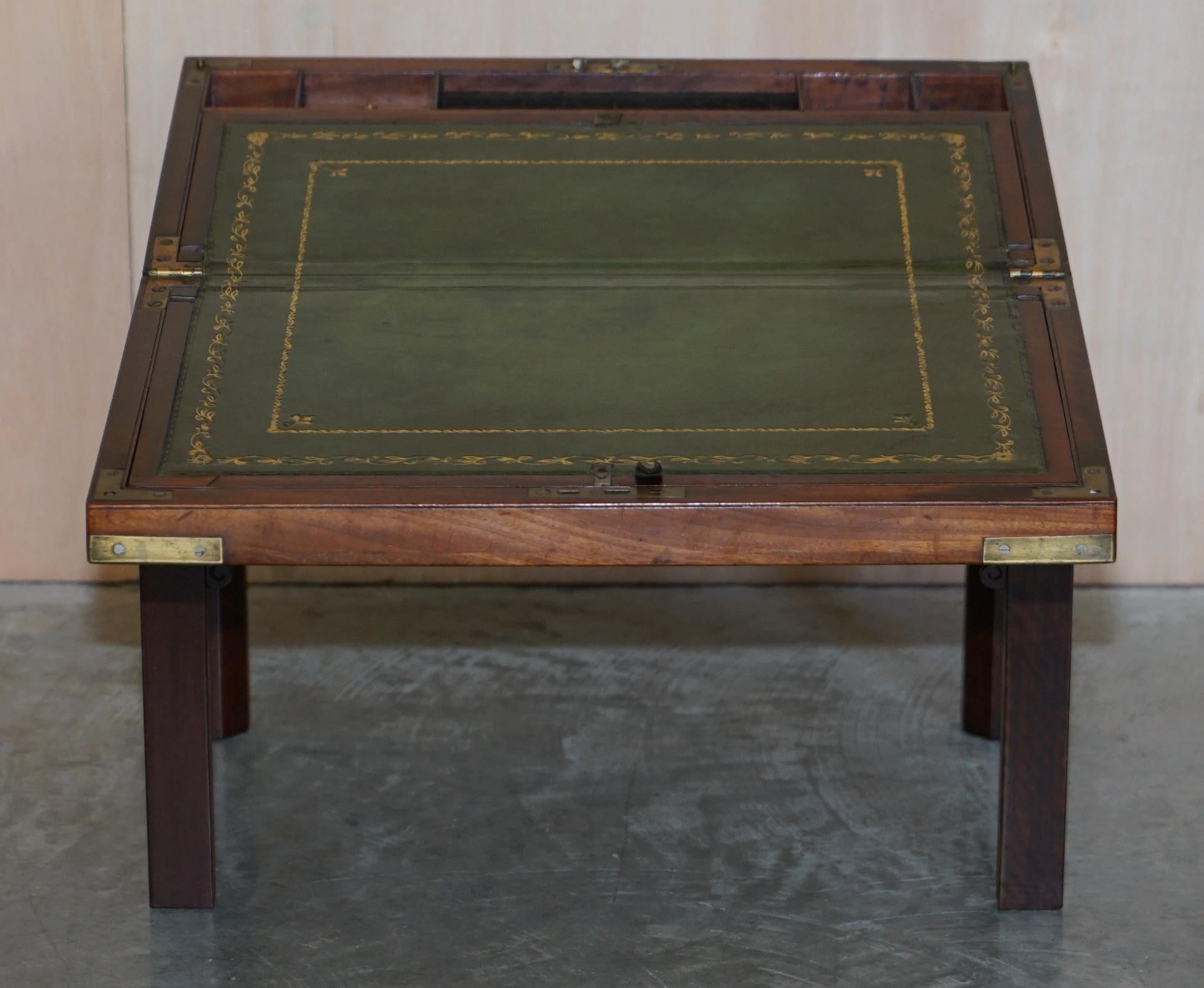 Exquisite Antique Hardwood Military Campaign Writing Slope Desk & Later Stand For Sale 6