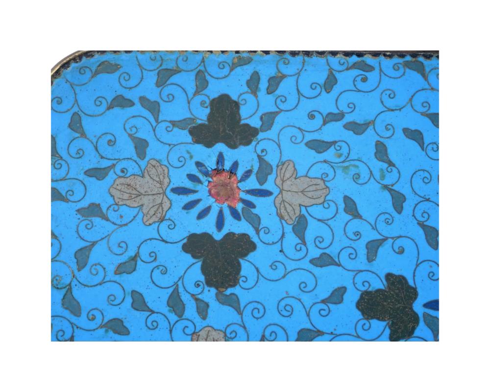 19th Century Exquisite Antique Meiji Japanese Cloisonne Tray Featuring Dragons in Clouds, Att For Sale