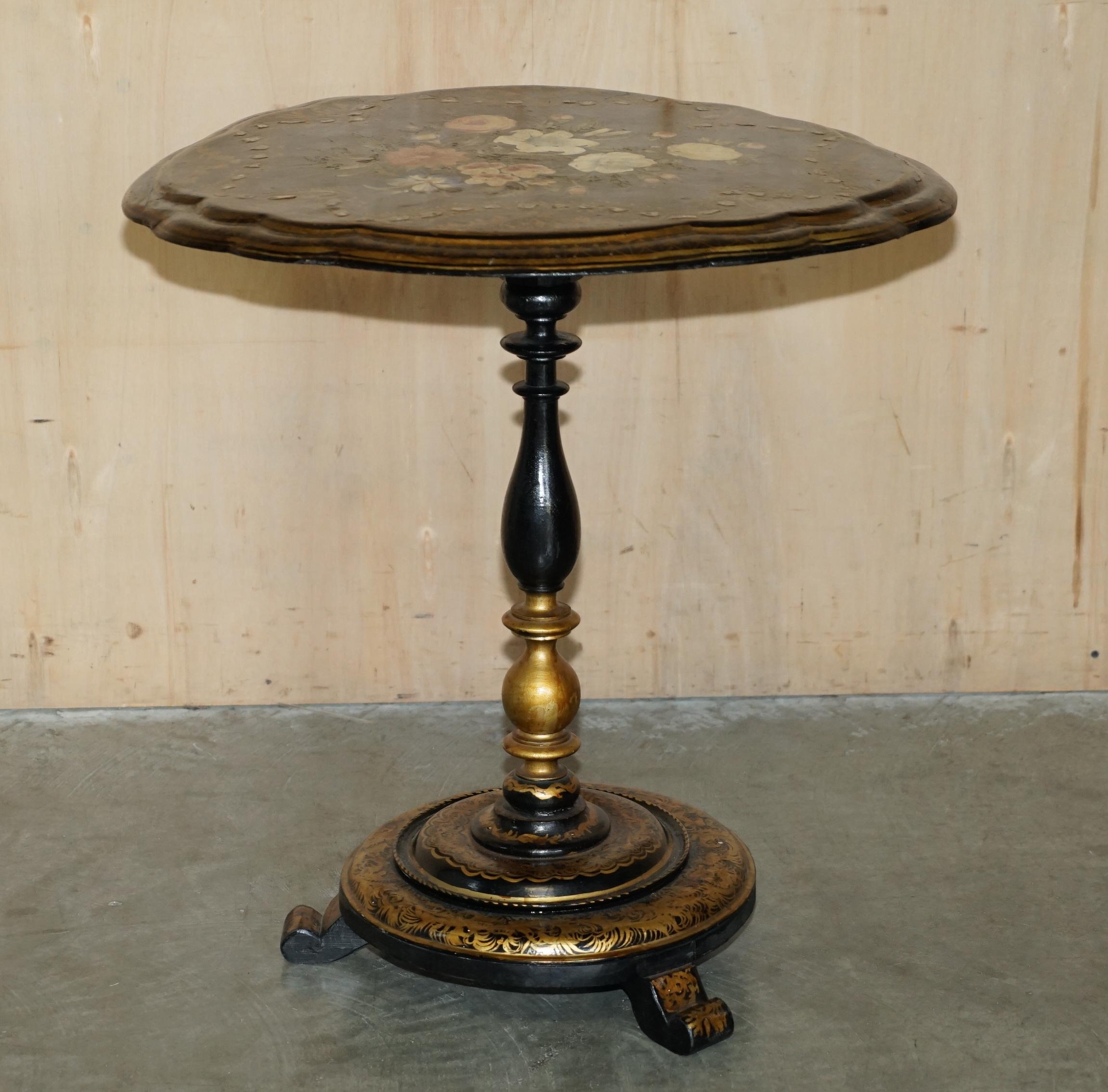 Regency EXQUISITE ANTIQUE REGENCY 1810 LACQUERED MOTHER OF PEARL INLAID TiLT OP TABLE For Sale