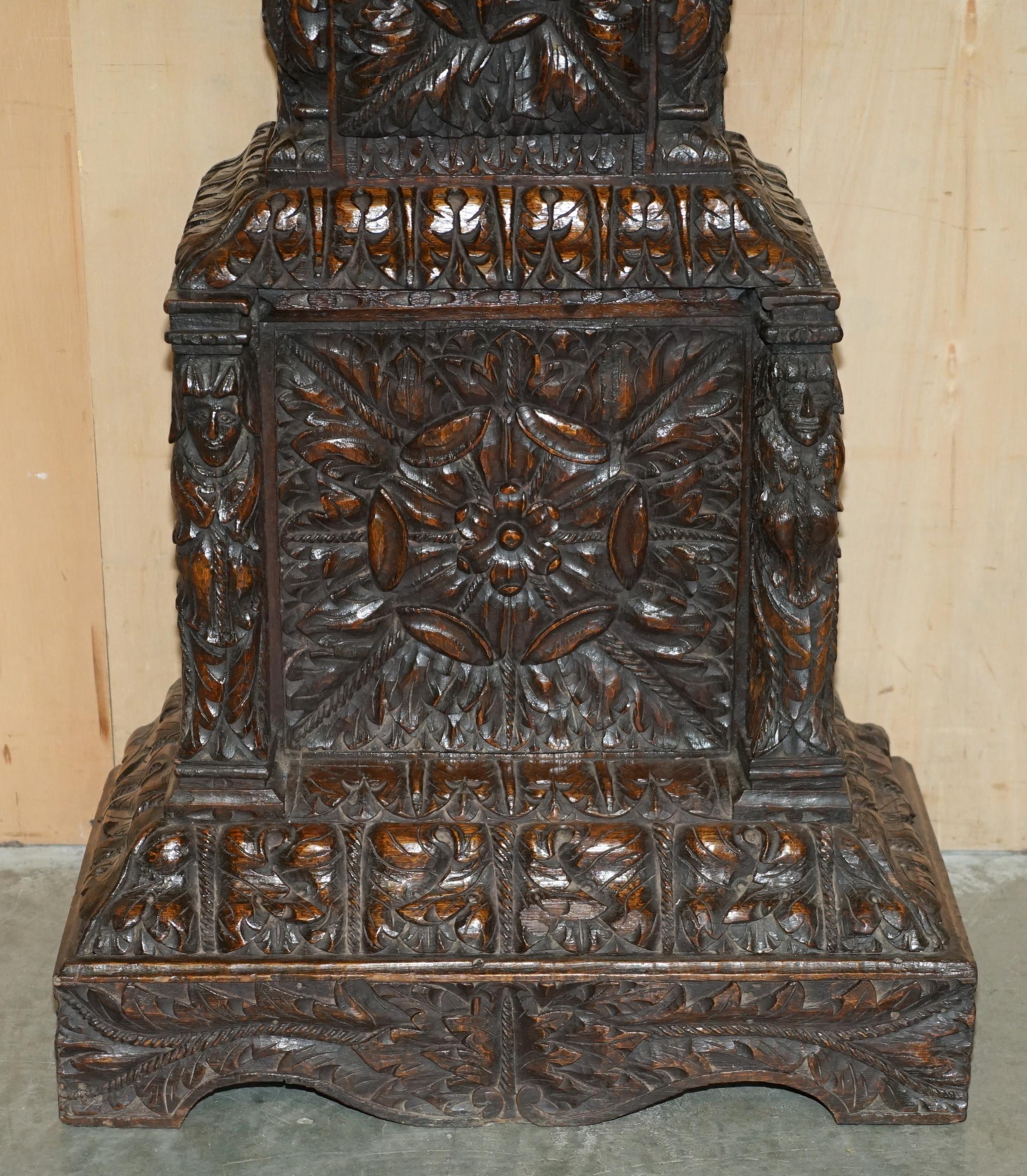 Late 18th Century EXQUISiTE ANTIQUE RESTORED HAND CARVED GRANDFATHER CLOCK CASE DEPICTING A KING For Sale