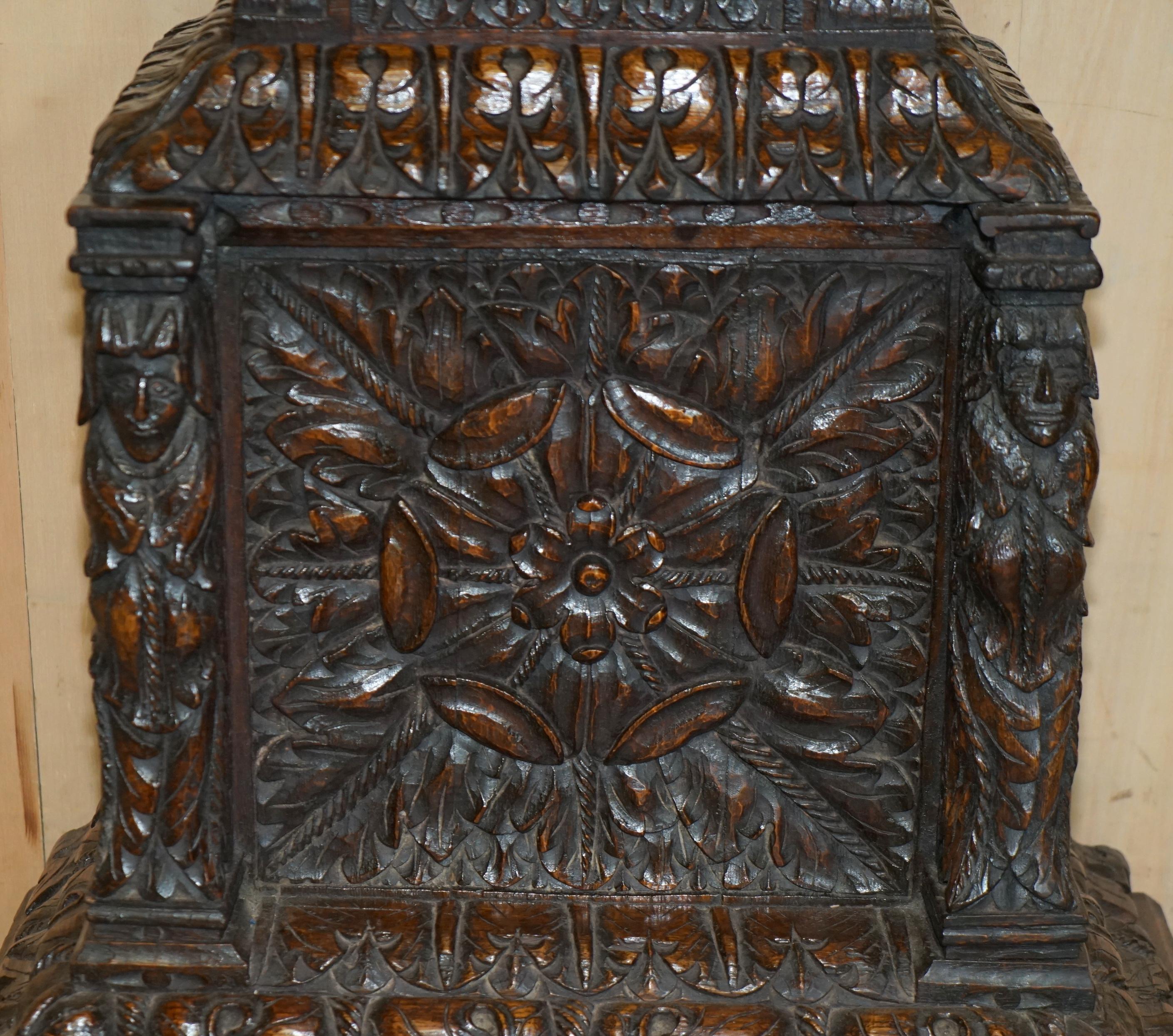 Glass EXQUISiTE ANTIQUE RESTORED HAND CARVED GRANDFATHER CLOCK CASE DEPICTING A KING For Sale