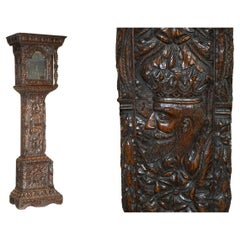 EXQUISiTE Antique RESTORED HAND CARVED GRANDFATHER CLOCK CASE DEPICTING A KING