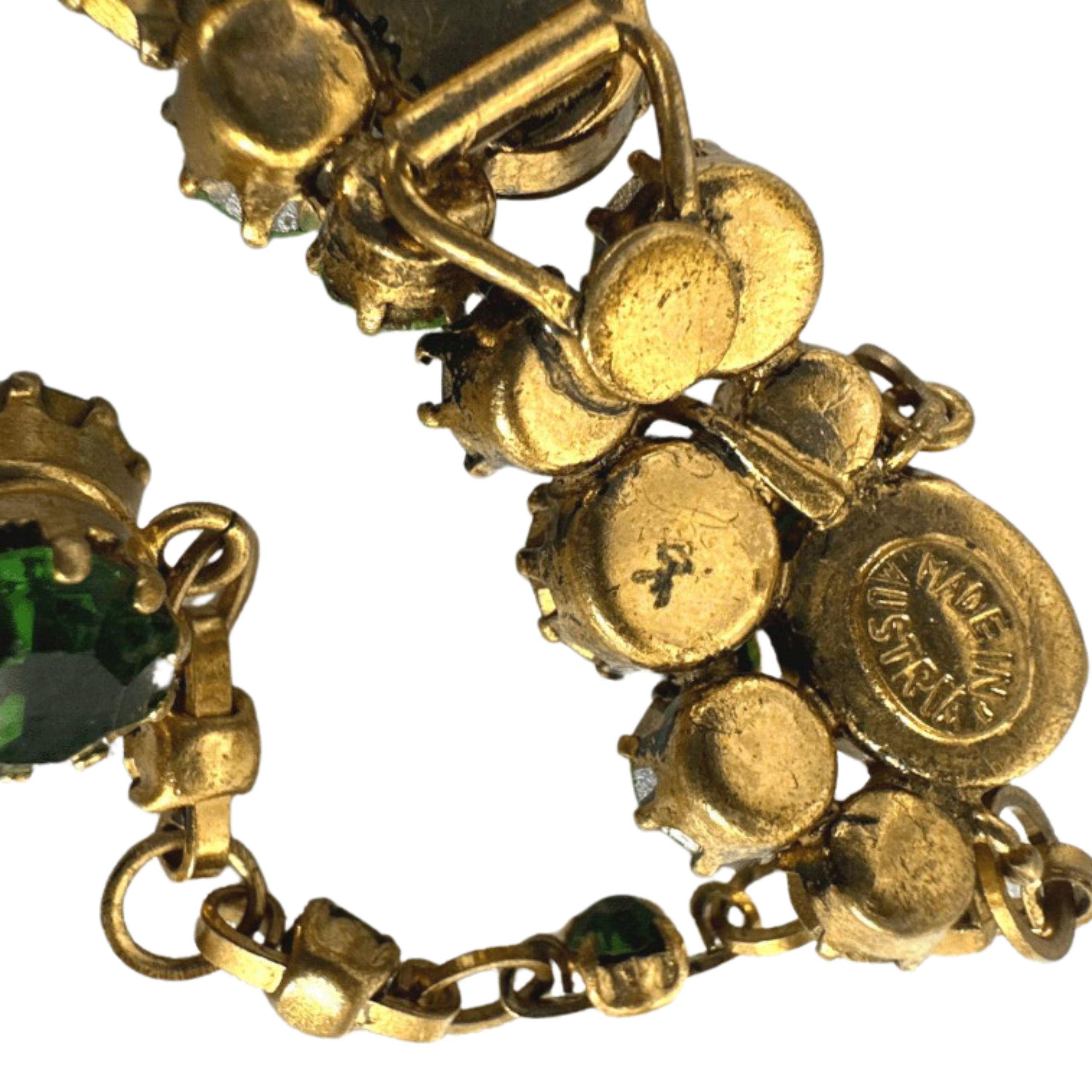 Exquisite Antique Stylish 3D Green Cut Glass Bracelet - Vintage Austria Bracelet For Sale 3