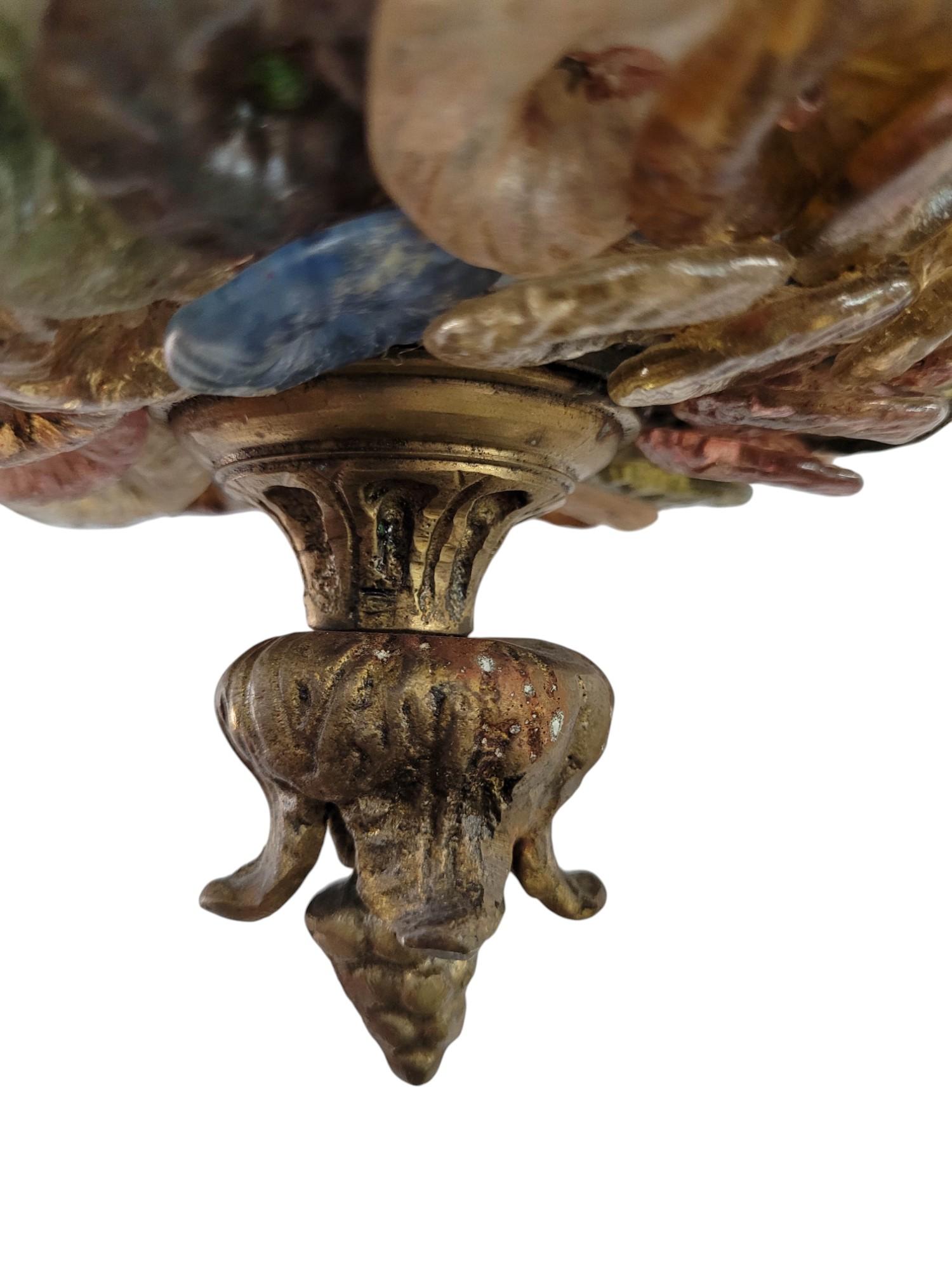 Gilt Bronze Venetian Multi-Colored Glass Pastille Chandelier For Sale 13