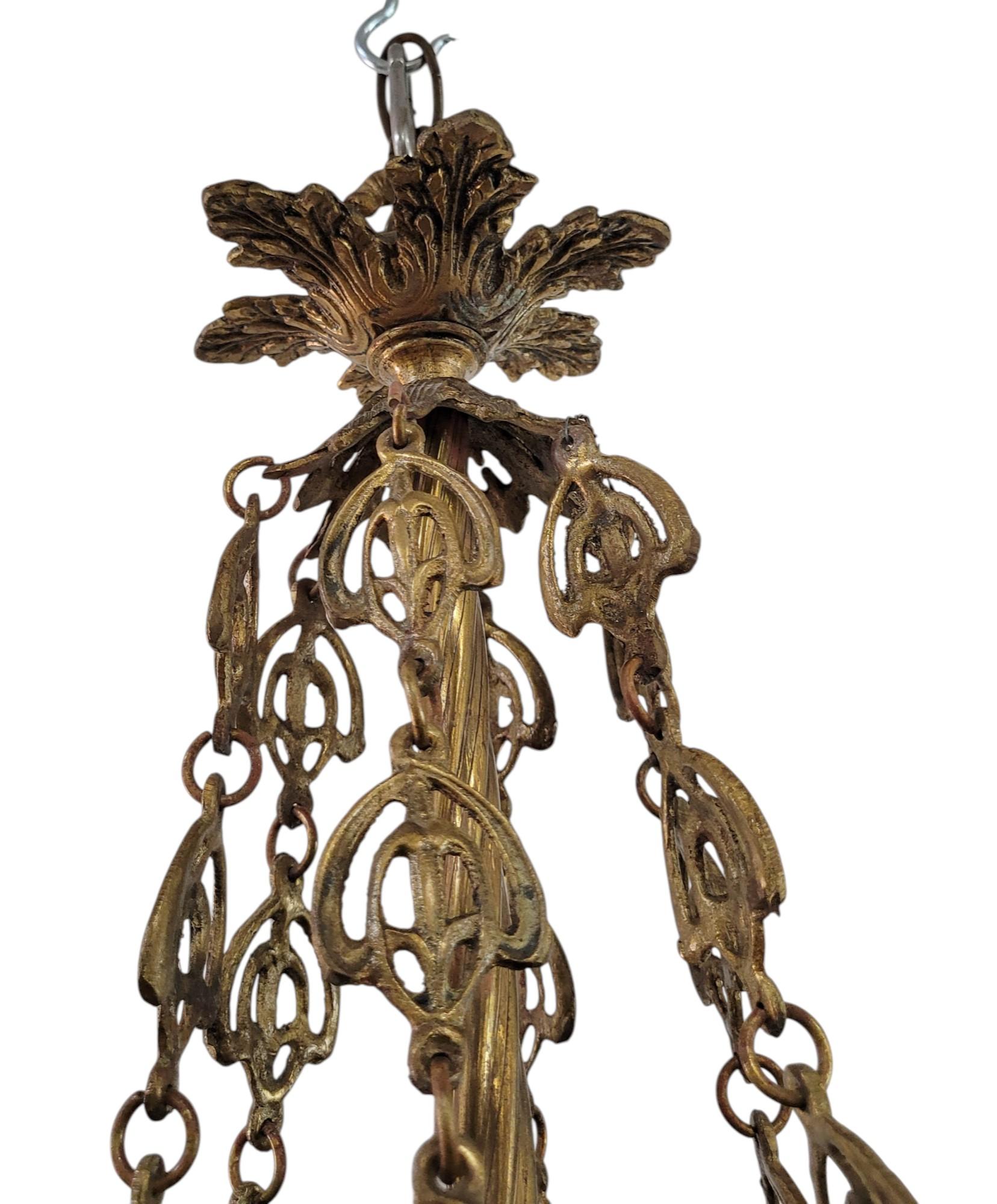 Gilt Bronze Venetian Multi-Colored Glass Pastille Chandelier In Good Condition For Sale In North Palm Beach, FL