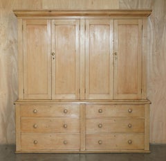EXQUISITE ANTiQUE VICTORIAN 1880 PINE HOUSEKEEPERS CUPBOARD DRAWERS LINEN POTS