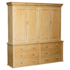 EXQUISITE ANTiQUE VICTORIAN 1880 PINE HOUSEKEEPERS CUPBOARD DRAWERS LINEN POTS