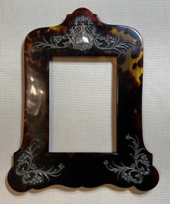 Exquisite Antique Victorian Faux Tortoiseshell & Sterling Silver Picture Frame