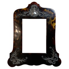 Exquisite Antique Victorian Faux Tortoiseshell & Sterling Silver Picture Frame