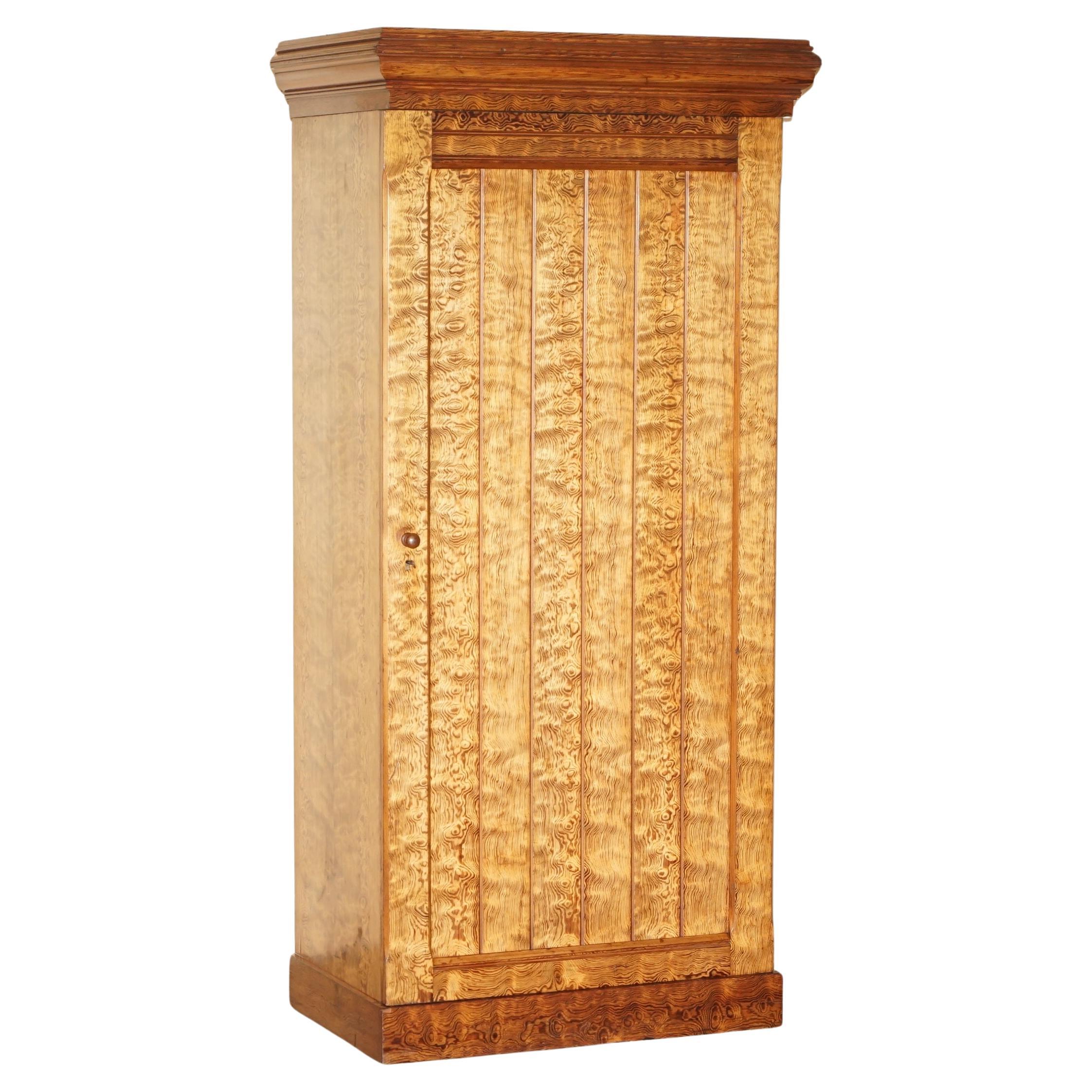 EXQUISITE ANTiQUE VICTORIAN HUNGARIAN CURLY ASH HOOKEEPERS CLOAKROOM CUPBOARD