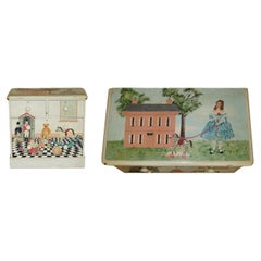 Coffret de draperies victorien exquis et ancien, peint à la main