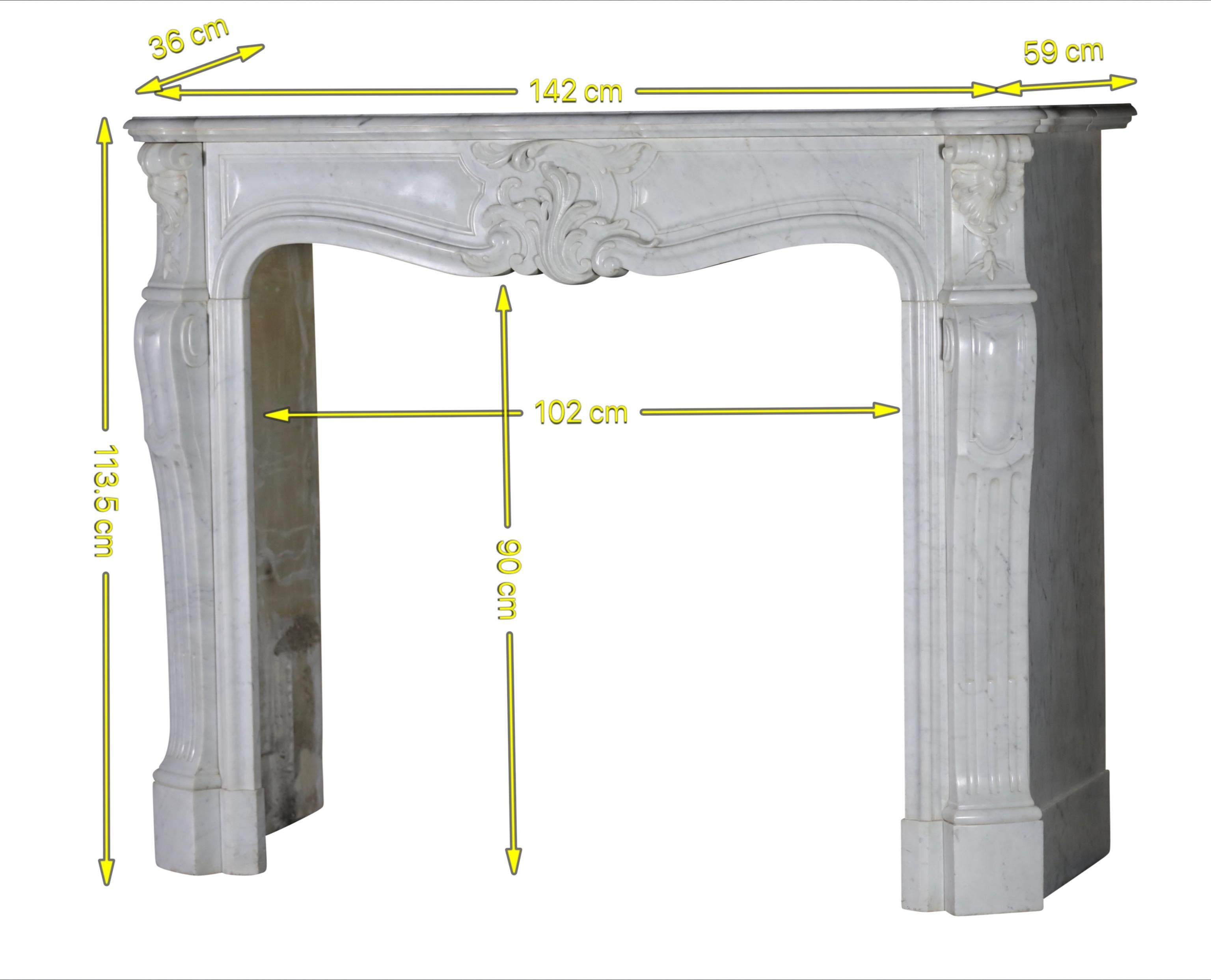 Exquisite Antique White Marble Fireplace Surround For Sale 6