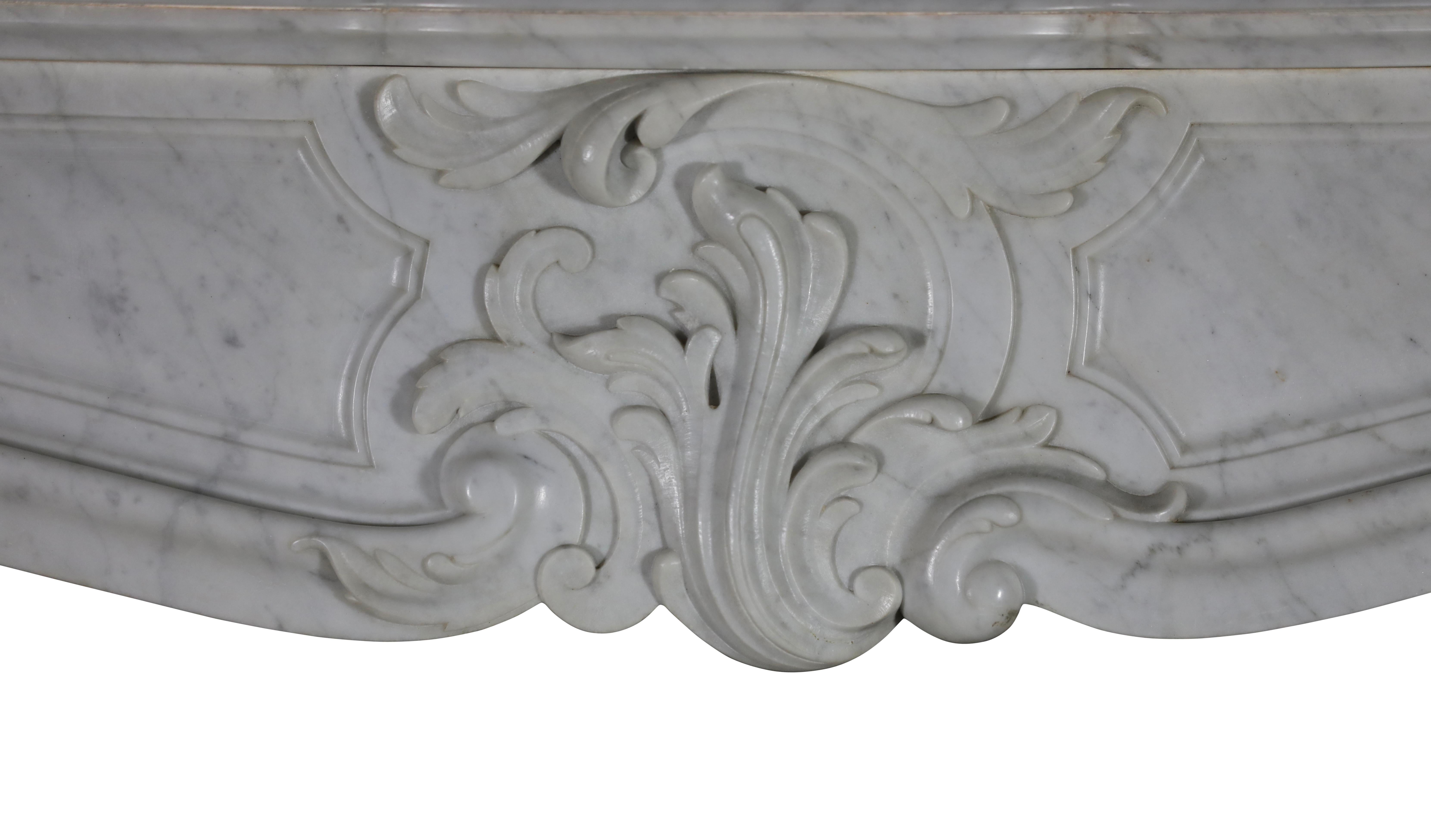 Belgian Exquisite Antique White Marble Fireplace Surround For Sale