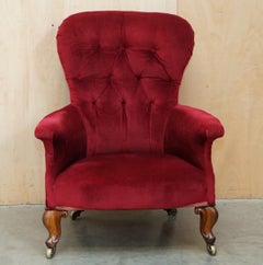 EXQUISITE ANTIQUE WILLIAM IV 1830 CHESTERFIELD TUFTED WALNUT LIBRARY ARMCHAiR