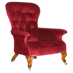 EXQUISITE ANTIQUE WILLIAM IV 1830 CHESTERFIELD TUFTED WALNUT LIBRARY ARMCHAiR
