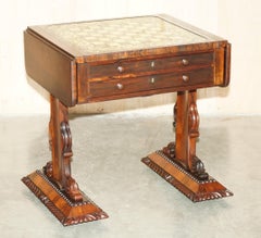 EXQUISiTE ANTIQUE WILLIAM IV CIR 1830 EXTENDING HARDWOOD CHESSBOARD GAMES TABLE