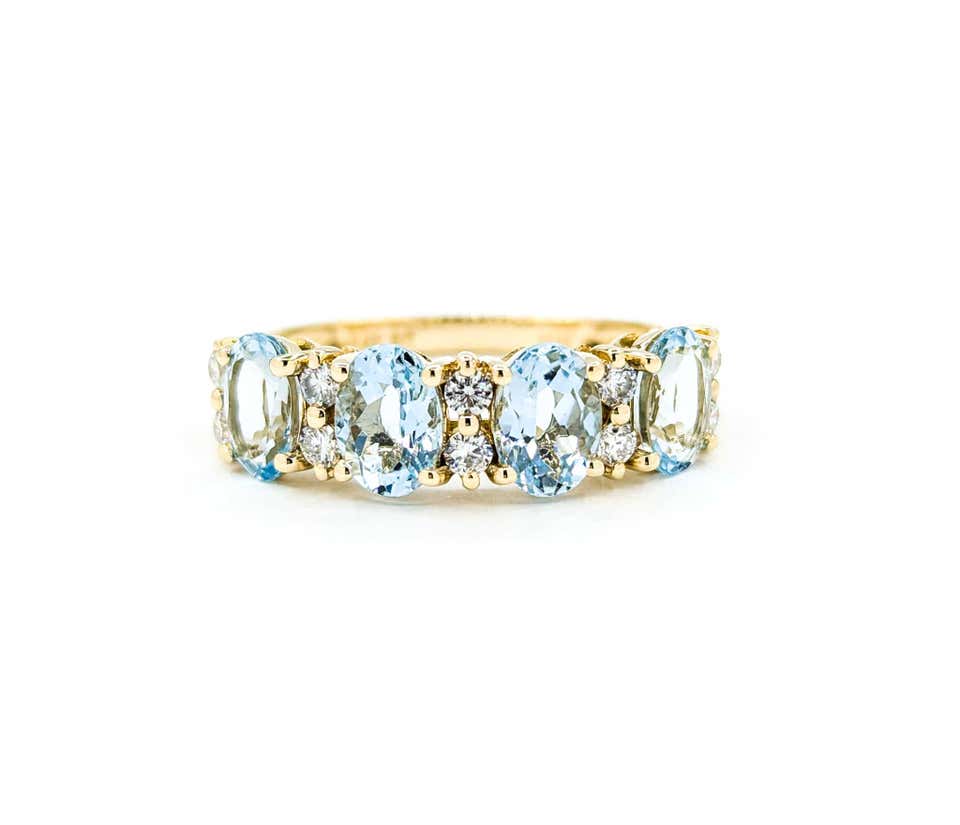 Exquisite Natural Aquamarine Ring In 14 Karat Yellow Gold For Sale at ...