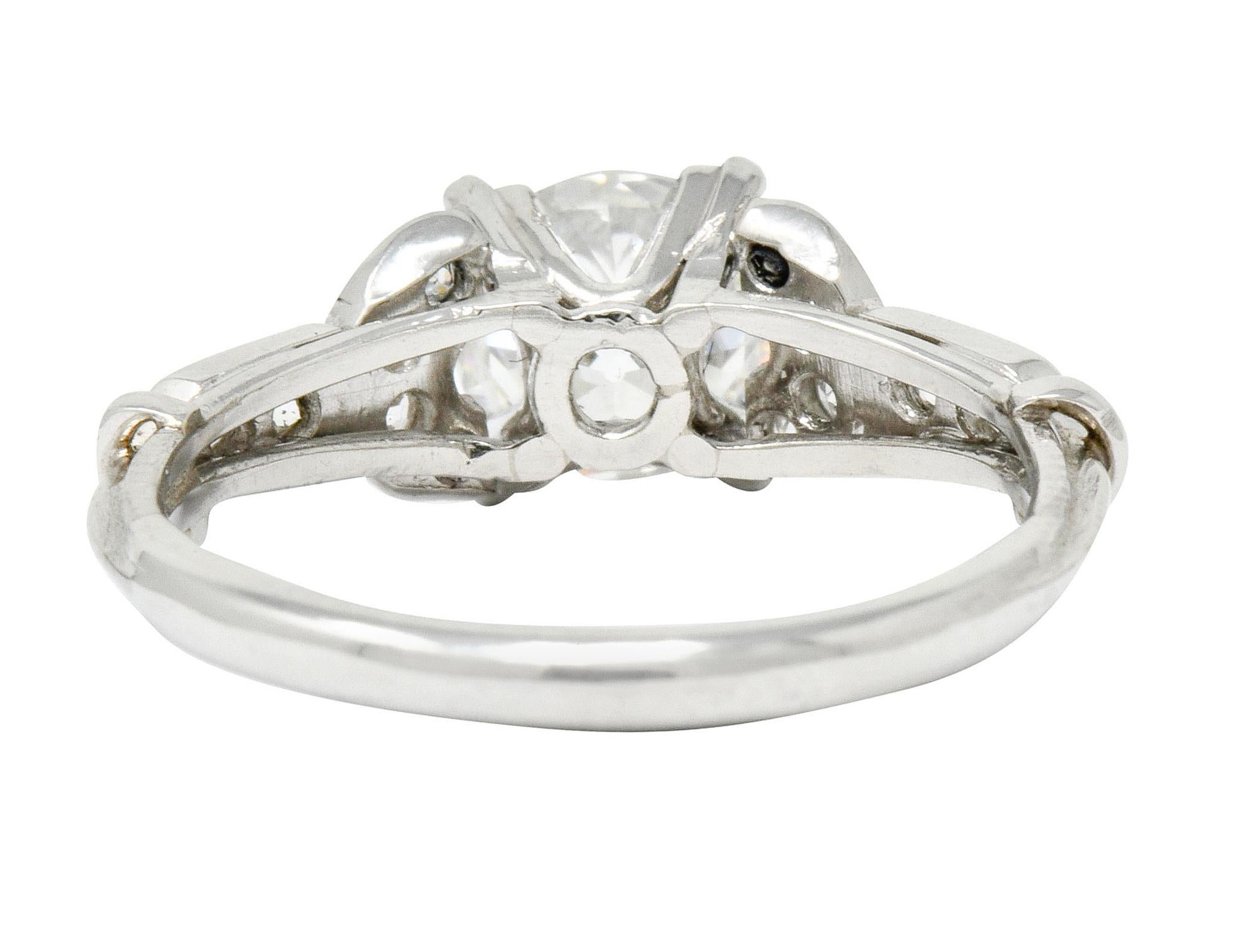 Exquisite Art Deco 1.39 Carats Diamond Platinum Engagement Ring GIA In Fair Condition For Sale In Philadelphia, PA