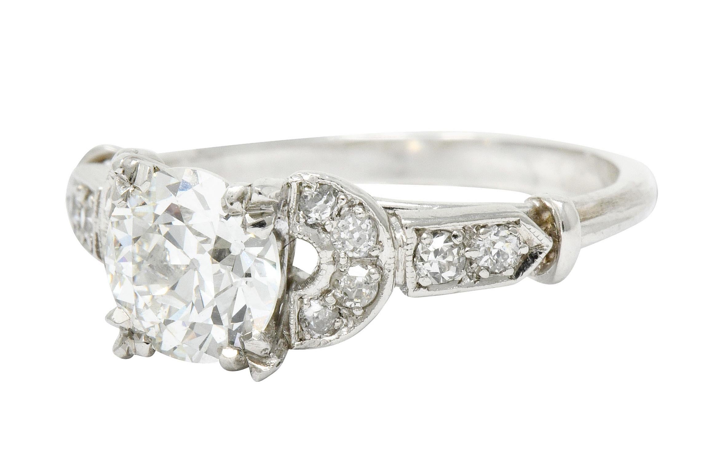 Exquisite Art Deco 1.39 Carats Diamond Platinum Engagement Ring GIA For Sale 1