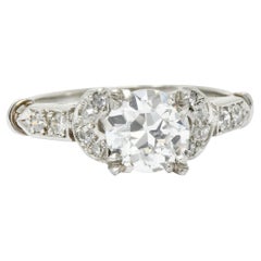 Vintage Exquisite Art Deco 1.39 Carats Diamond Platinum Engagement Ring GIA